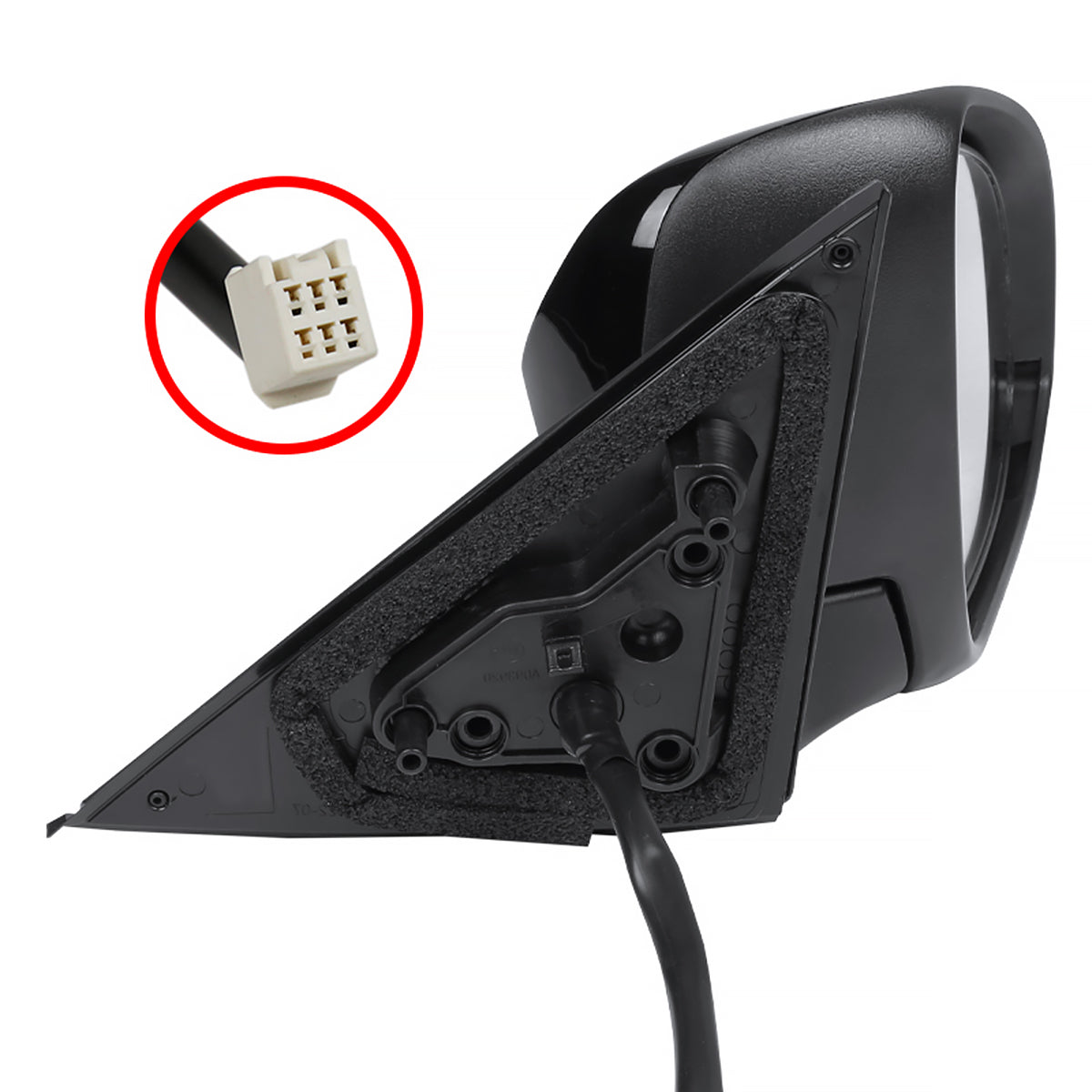 2012-2014 Toyota Camry Glossy Black 3-Pin Power Adjustable Side Mirror - Passenger Side Only