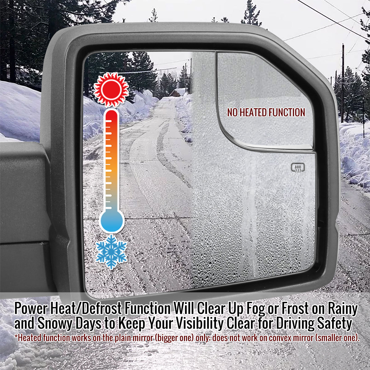 2015-2020 Ford F-150 Black Power Adjustable & Heated Side Mirror w/ LED Turn Signal Light - Passenger Side Only