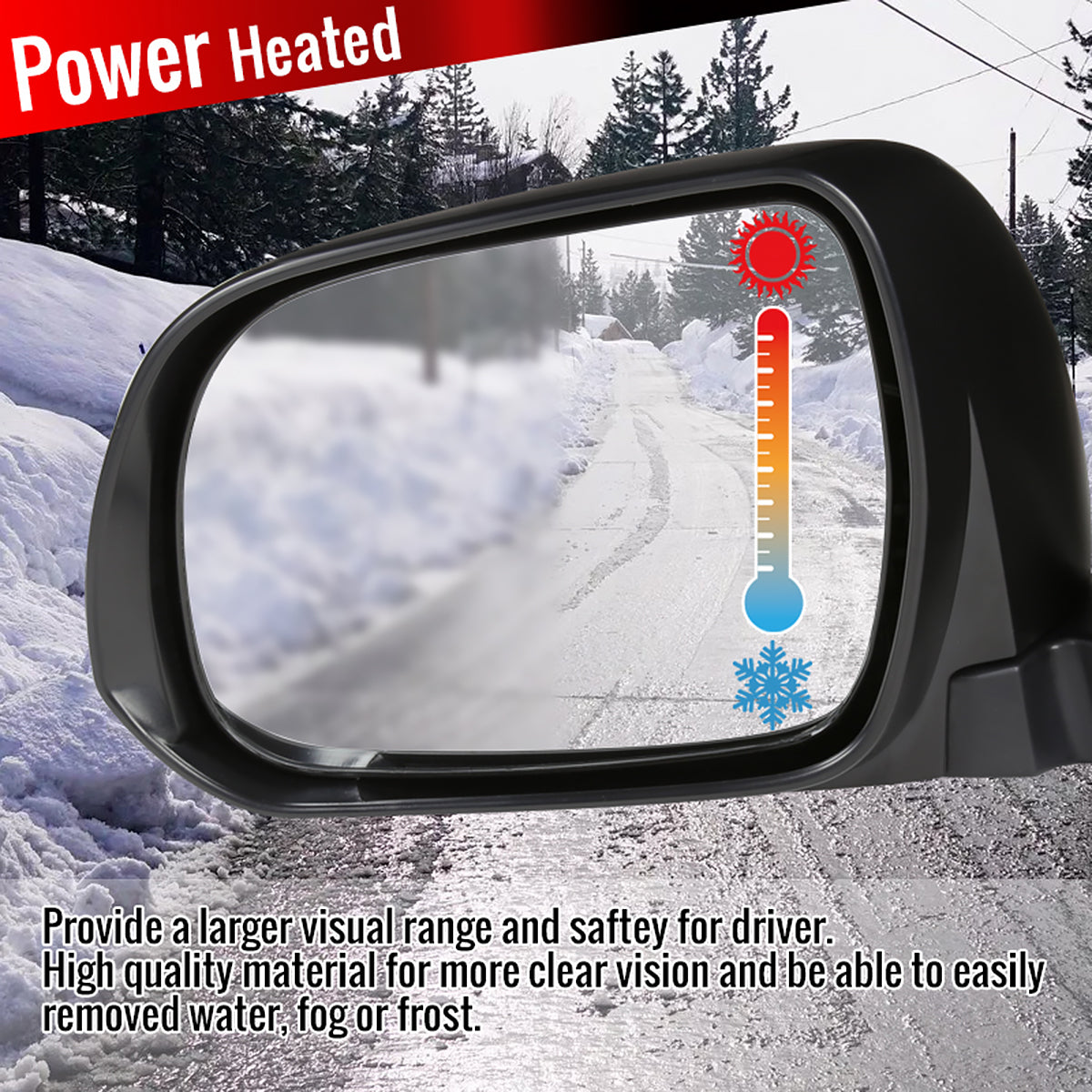 2008-2013 Toyota Highlander 7-Pin Power Adjustable & Heated Side Mirror w/ LED Puddle Light - Passenger Side Only