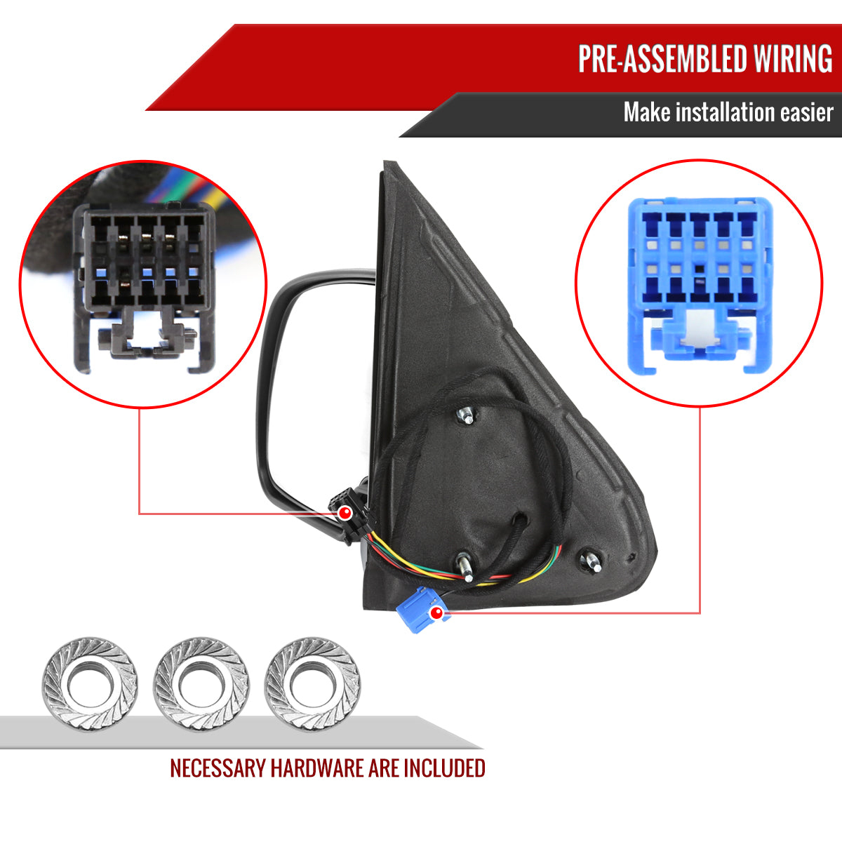 2003-2007 Chevrolet Silverado / Suburban /Avalanche / Tahoe GMC Sierra / Yukon Matte Black Power Heated Side Mirrors - Driver Side Only