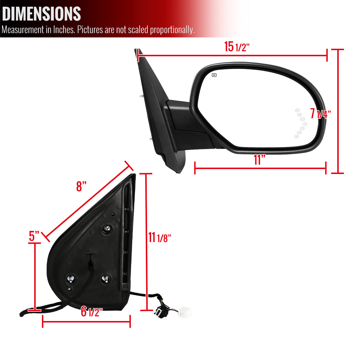 2007-2013 Chevrolet Silverado/GMC Sierra Chrome Power Adjustable & Heated Side Mirror w/ LED Turn Arrow Signal & Puddle Light - Passenger Side Only
