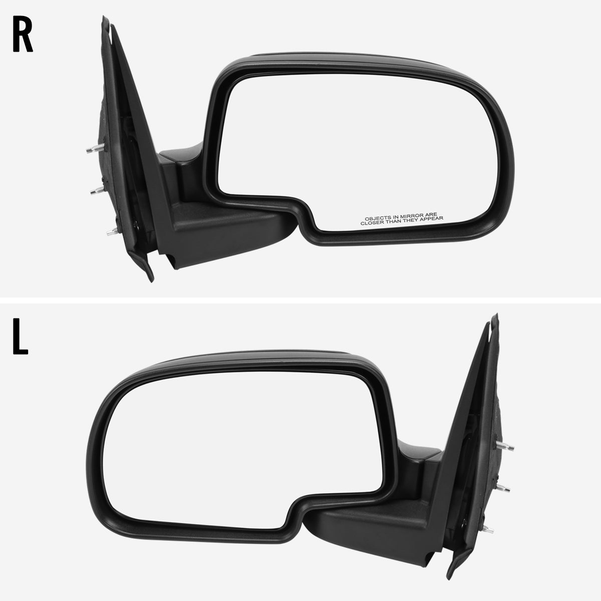 1999-2002 Chevrolet Silverado/Tahoe/Suburban GMC Sierra/Yukon Manually Adjustable Matte Black Right/Passenger Side Mirror