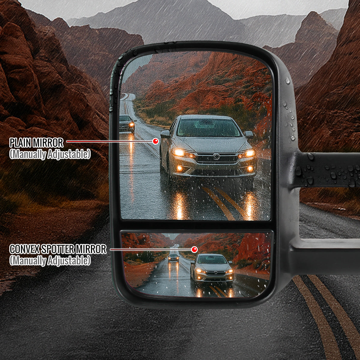 1988-2002 Chevrolet C/K C3500/Tahoe GMC Yukon/Suburban Manual Adjustable & Extendable Towing Mirrors