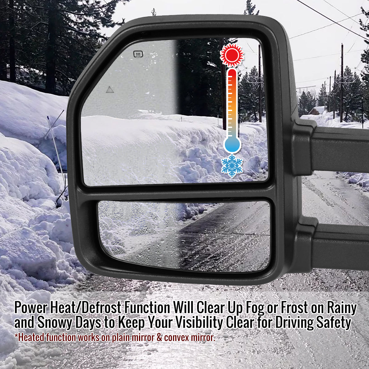 2021-2025 Ford F150 F250 Power Adjustable, Heated, & Manual Extendable Towing Mirrors w/ Smoked Lens LED Turn Signal & Puddle Lights