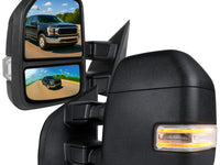 2021-2025 Ford F150 F250 Power Adjustable, Heated, & Manual Extendable Towing Mirrors w/ Clear Lens LED Turn Signal & Puddle Lights