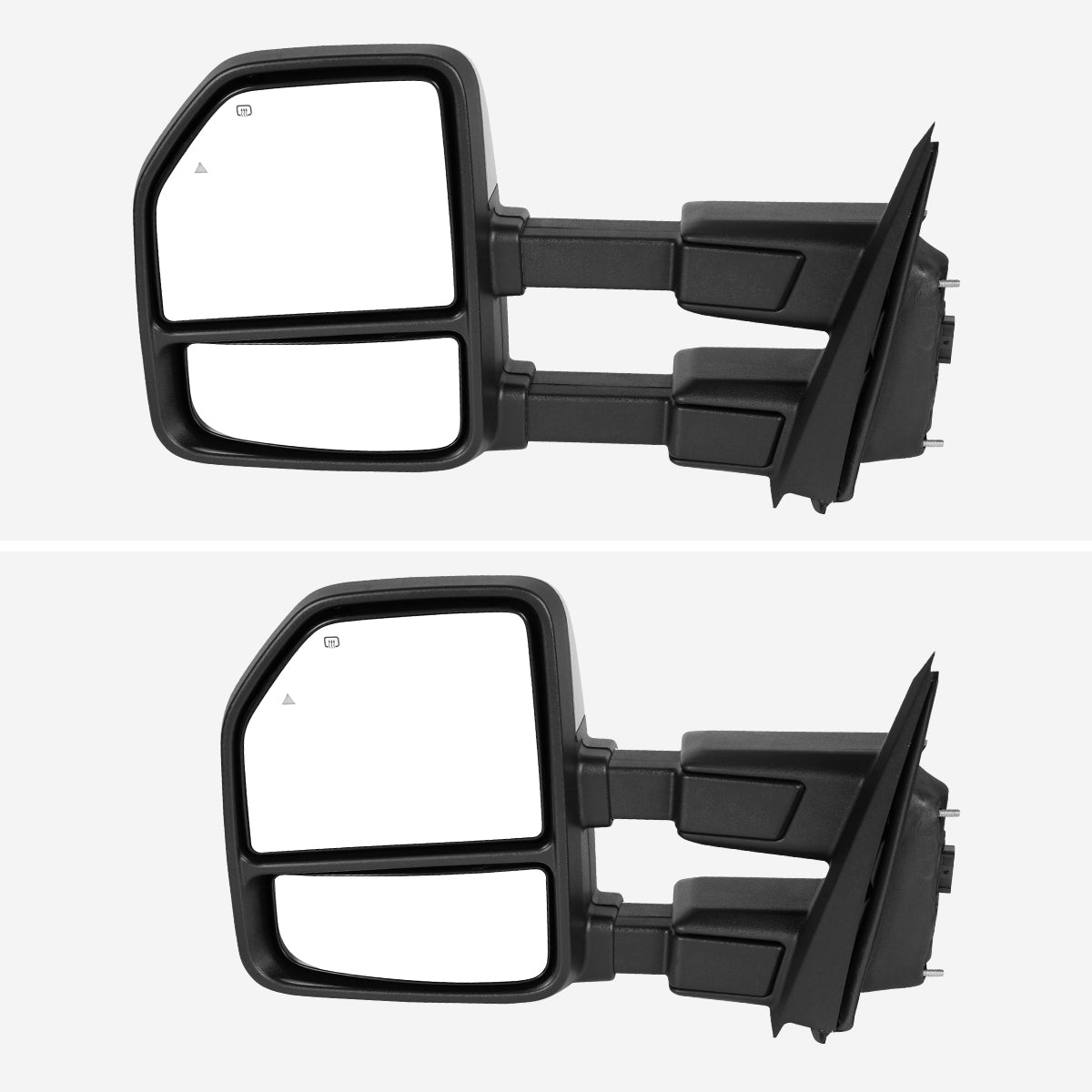 2021-2025 Ford F-150 F-250 Power Adjustable, Heated, & Manual Extendable Towing Mirrors w/ Clear Lens LED Turn Signal, Clearance, Puddle, & Auxiliary Lights