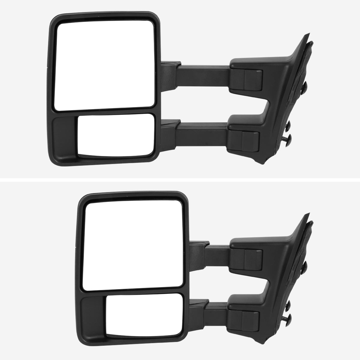 1999-2016 Ford F-250/F-350/F-450/F-550 Manual Adjustable & Extendable Towing Mirrors w/ Smoked Lens Turn Signal Lights