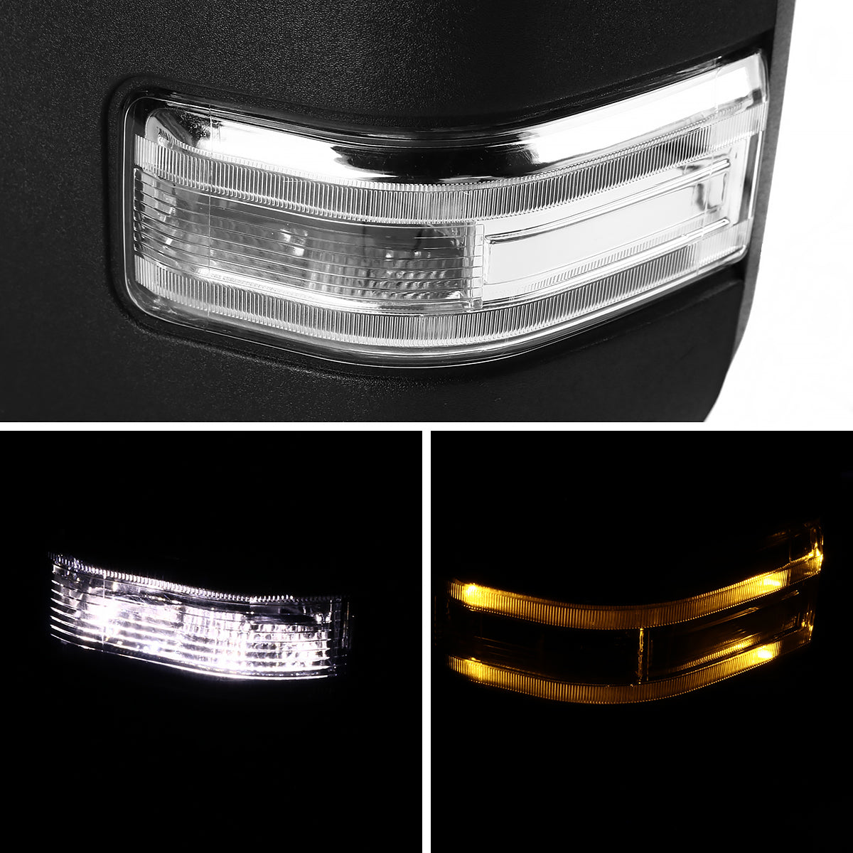 1999-2016 Ford F-250/F-350/F-450 Power Adjustable, Heated, & Manual Extendable Chrome Towing Mirrors w/ Clear Lens LED Turn Signal & Clearance Lights