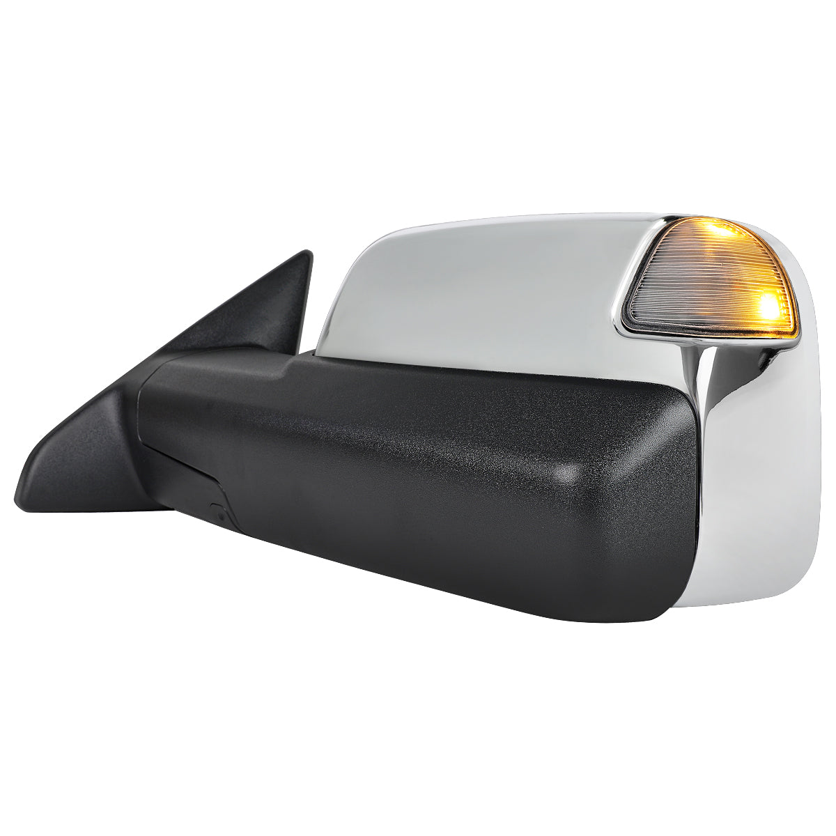 2019-2022 Ram 2500 3500 Chrome Power Adjustable, Manual Fold, BSD & Heated Side Mirror w/ LED Puddle and Turn Signal Light - Driver Side Only