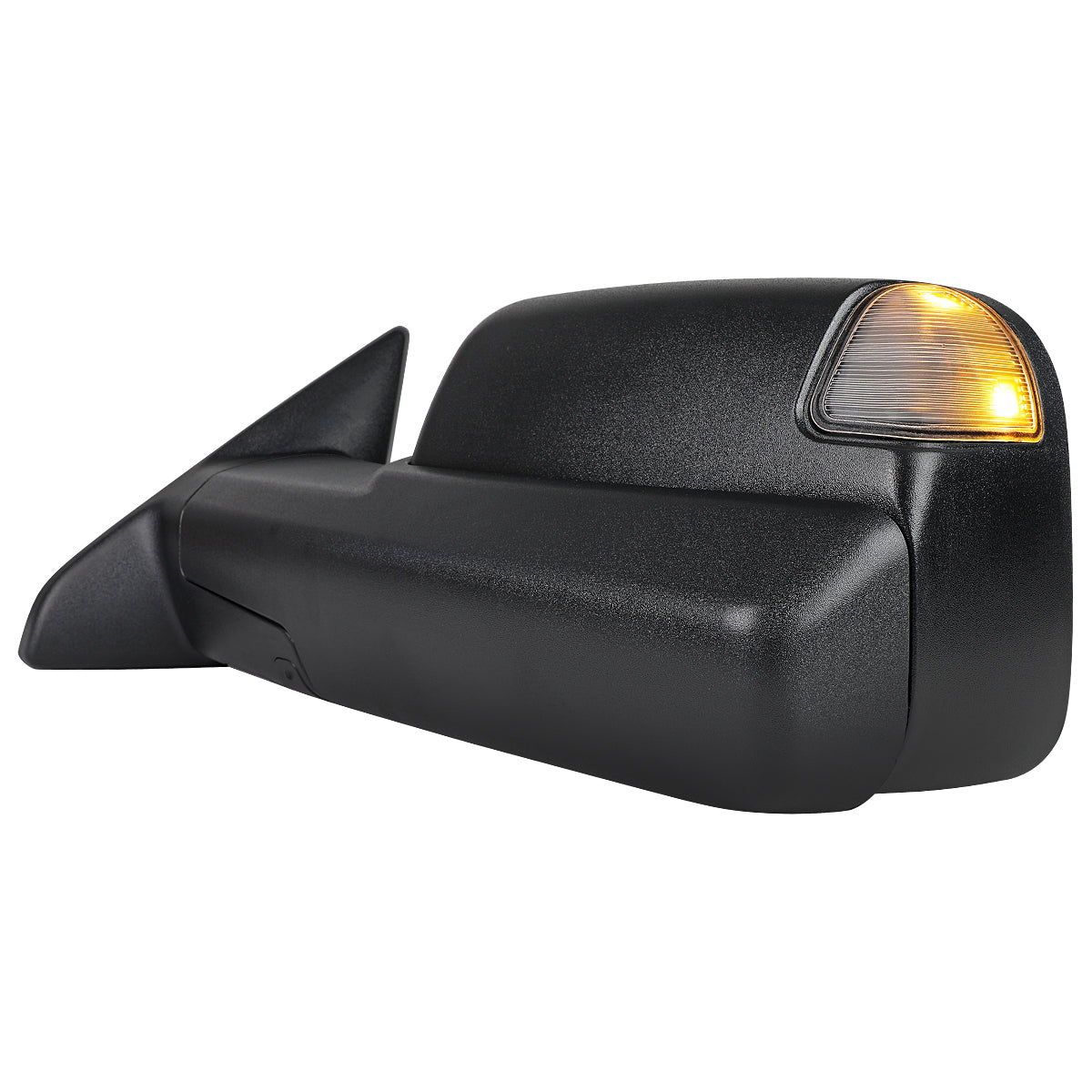 2019-2022 Ram 2500 3500 Black Power Adjustable, Manual Fold, BSD & Heated Side Mirror w/ LED Puddle and Turn Signal Light - Driver Side Only