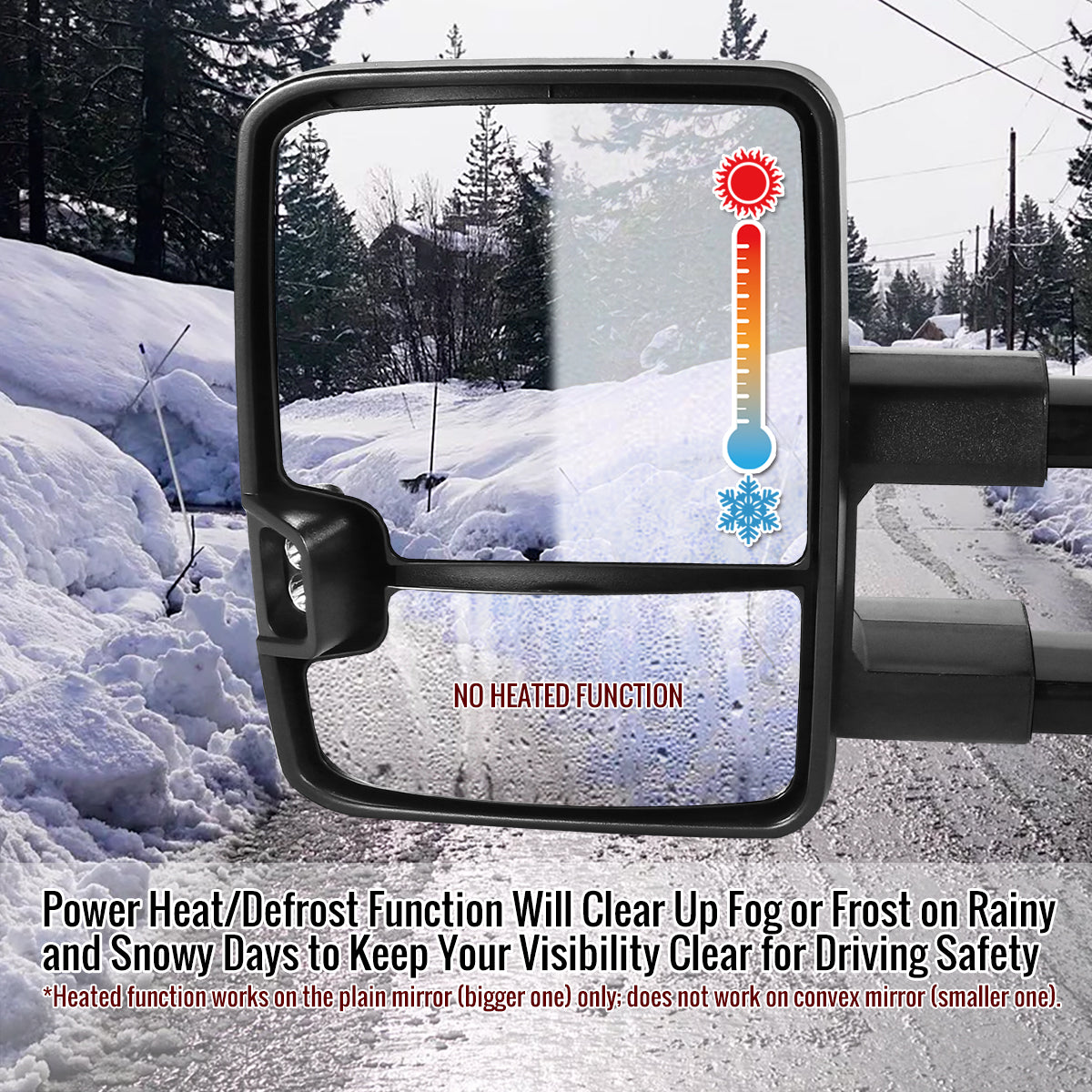 2014-2016 Chevrolet Silverado/GMC Sierra Power Heated ATS Manual Extendable Towing Mirrors w/ Amber Lens LED Turn Signal & Clearance Lights
