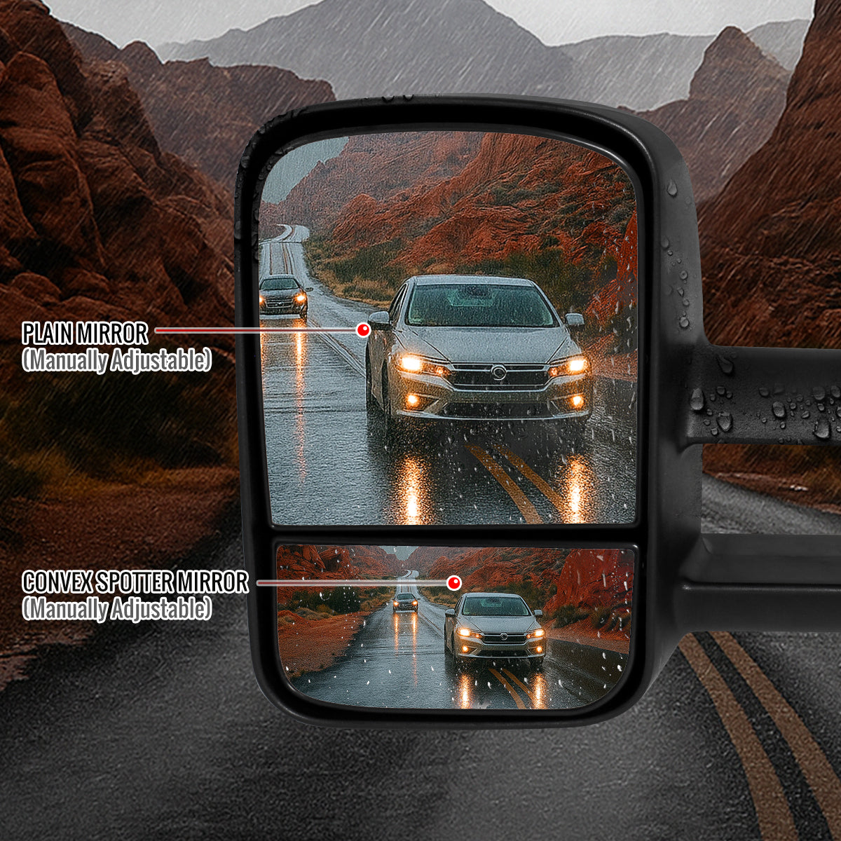 1999-2007 Chevrolet Silverado/Tahoe/Suburban GMC Sierra/Yukon XL Manual Adjustable & Extendable Black Cover Towing Mirrors