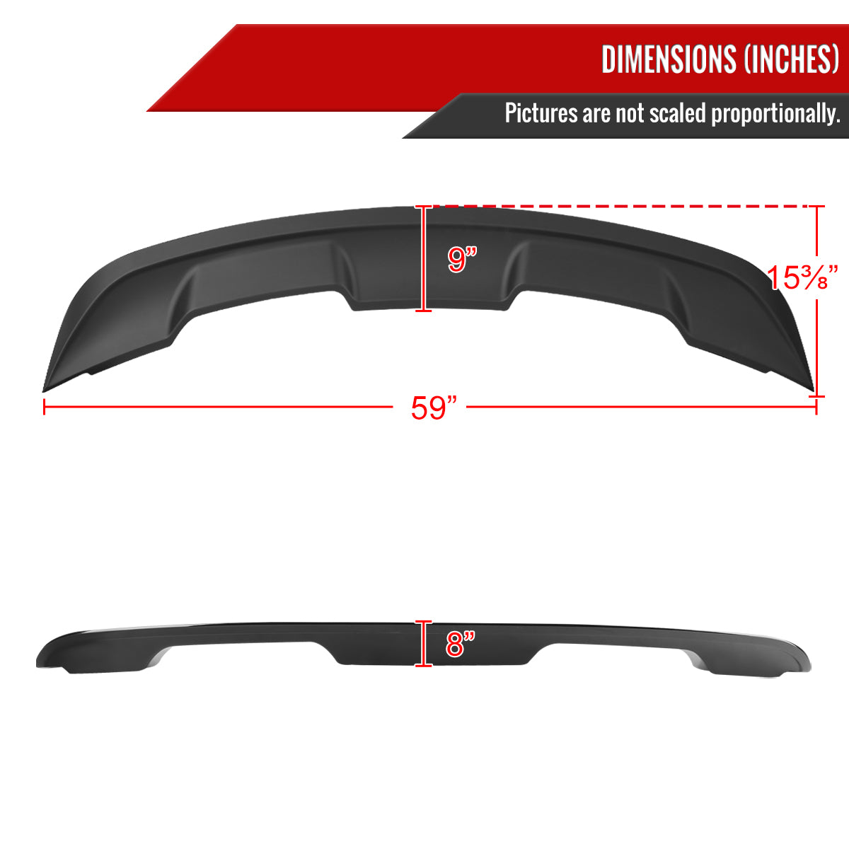 2015-2022 Ford Mustang Matte Black ABS GT500 Style Rear Spoiler