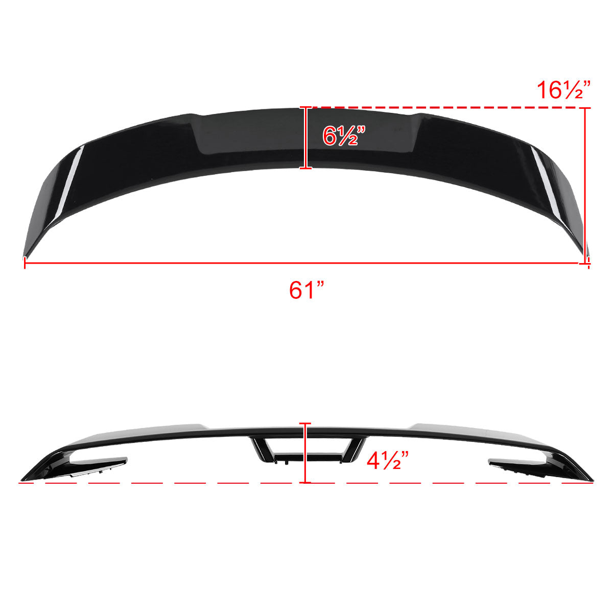 2015-2022 Ford Mustang Glossy Black GT500 Style Rear Trunk Spoiler Kit