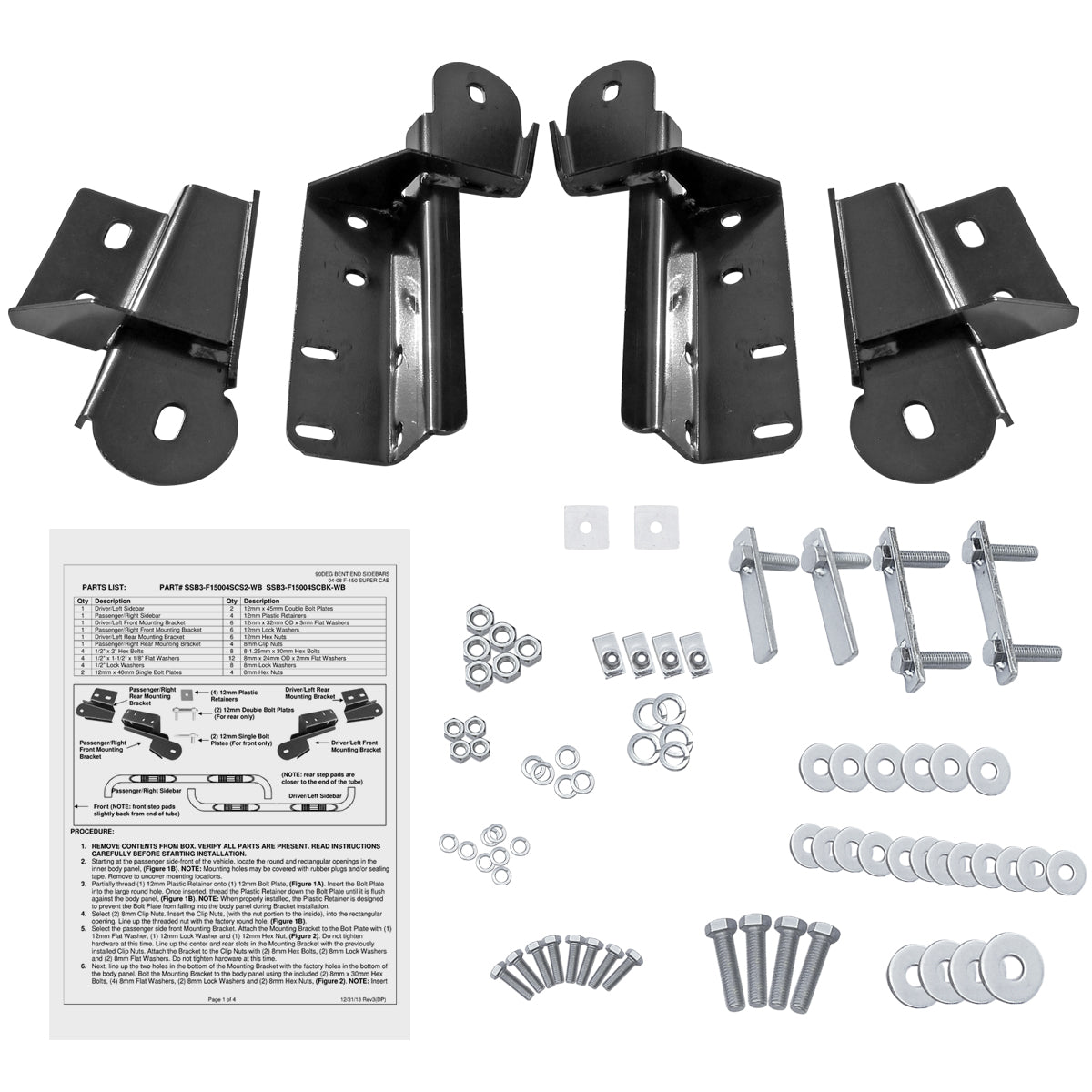 2004-2008 Ford F-150 Super Cab 3" Chrome Stainless Steel Side Step Nerf Bars