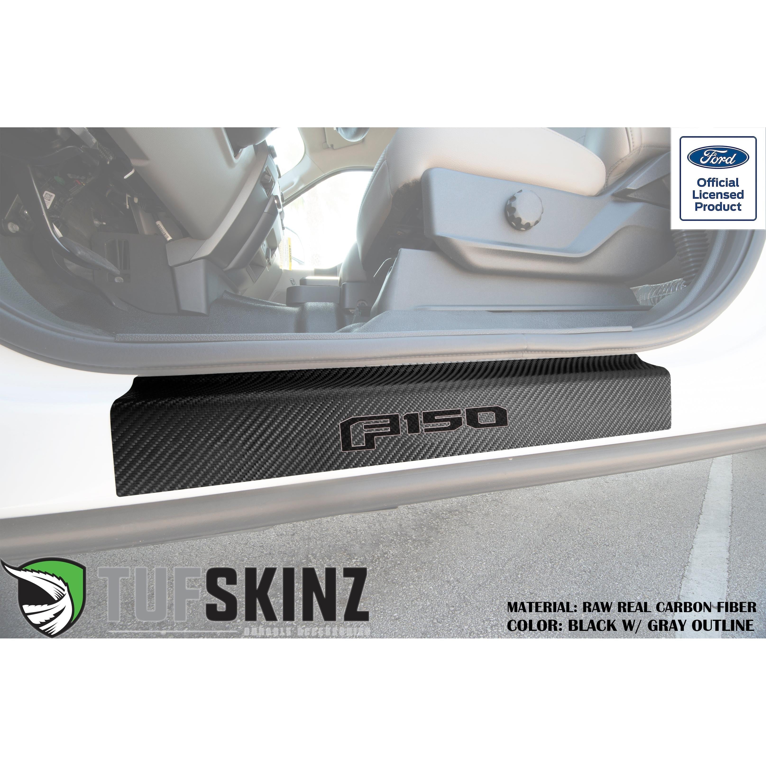 Door Sill Protection Overlays (Real Carbon Fiber) Fits 2015-2020 Ford F-150