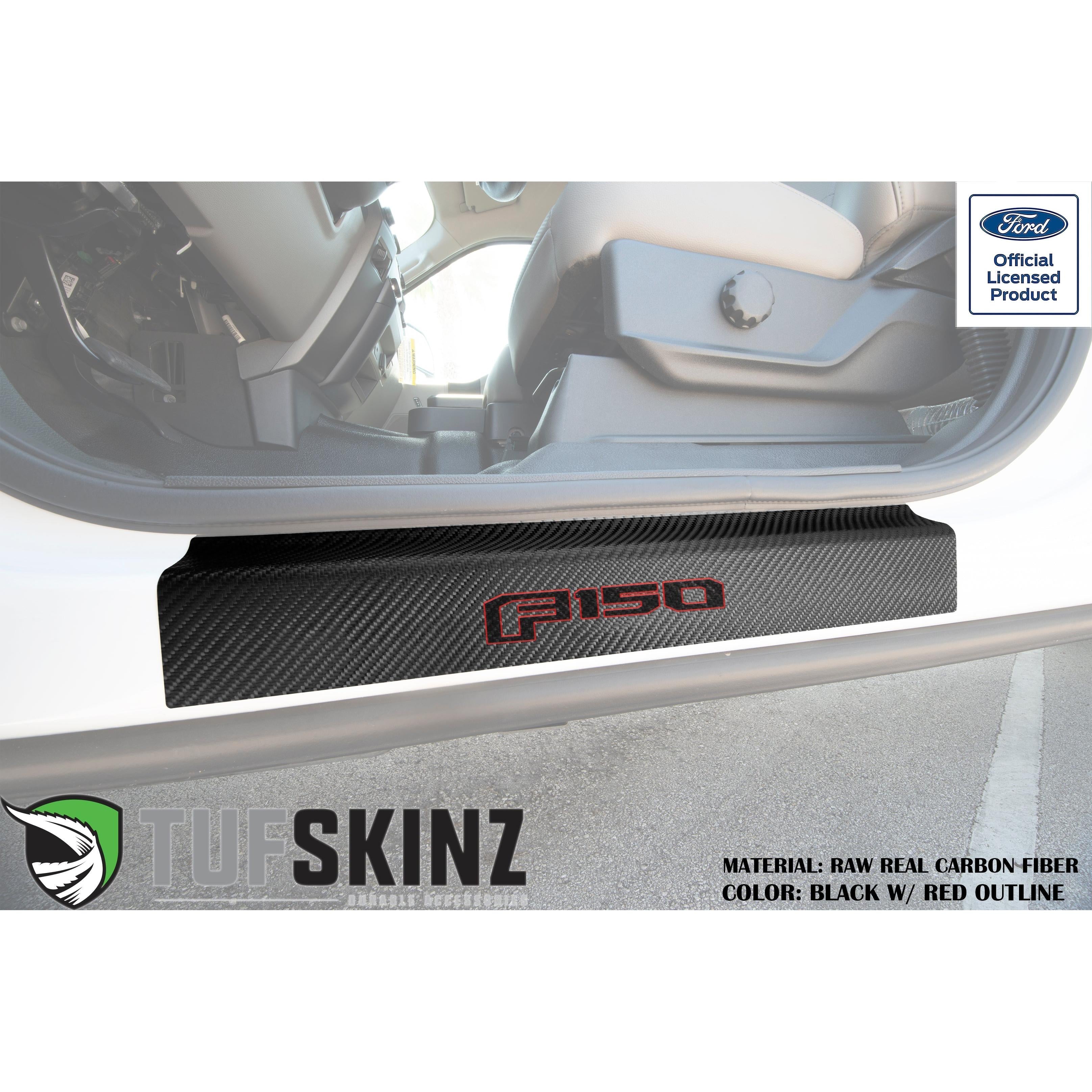 Door Sill Protection Overlays (Real Carbon Fiber) Fits 2015-2020 Ford F-150