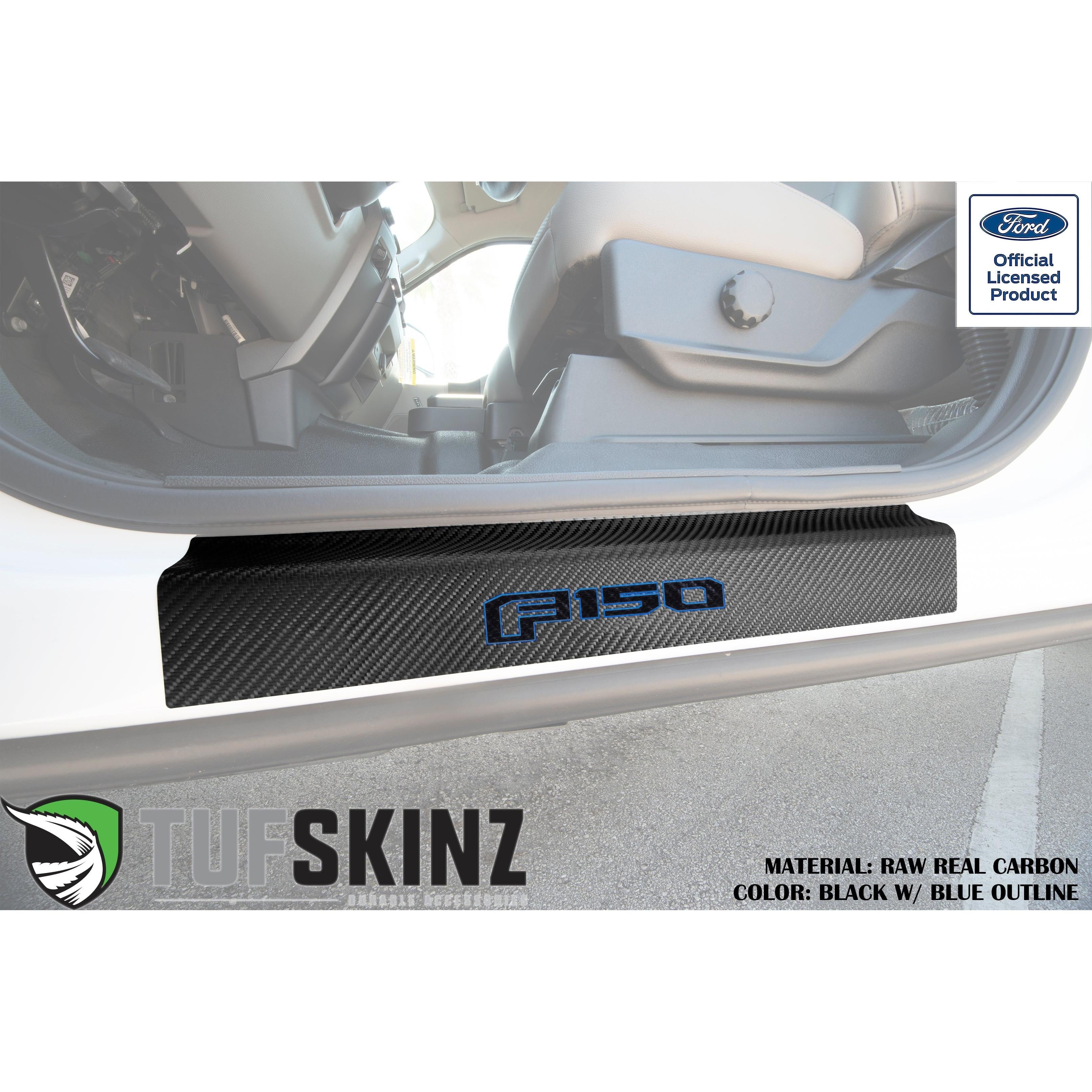 Door Sill Protection Overlays (Real Carbon Fiber) Fits 2015-2020 Ford F-150