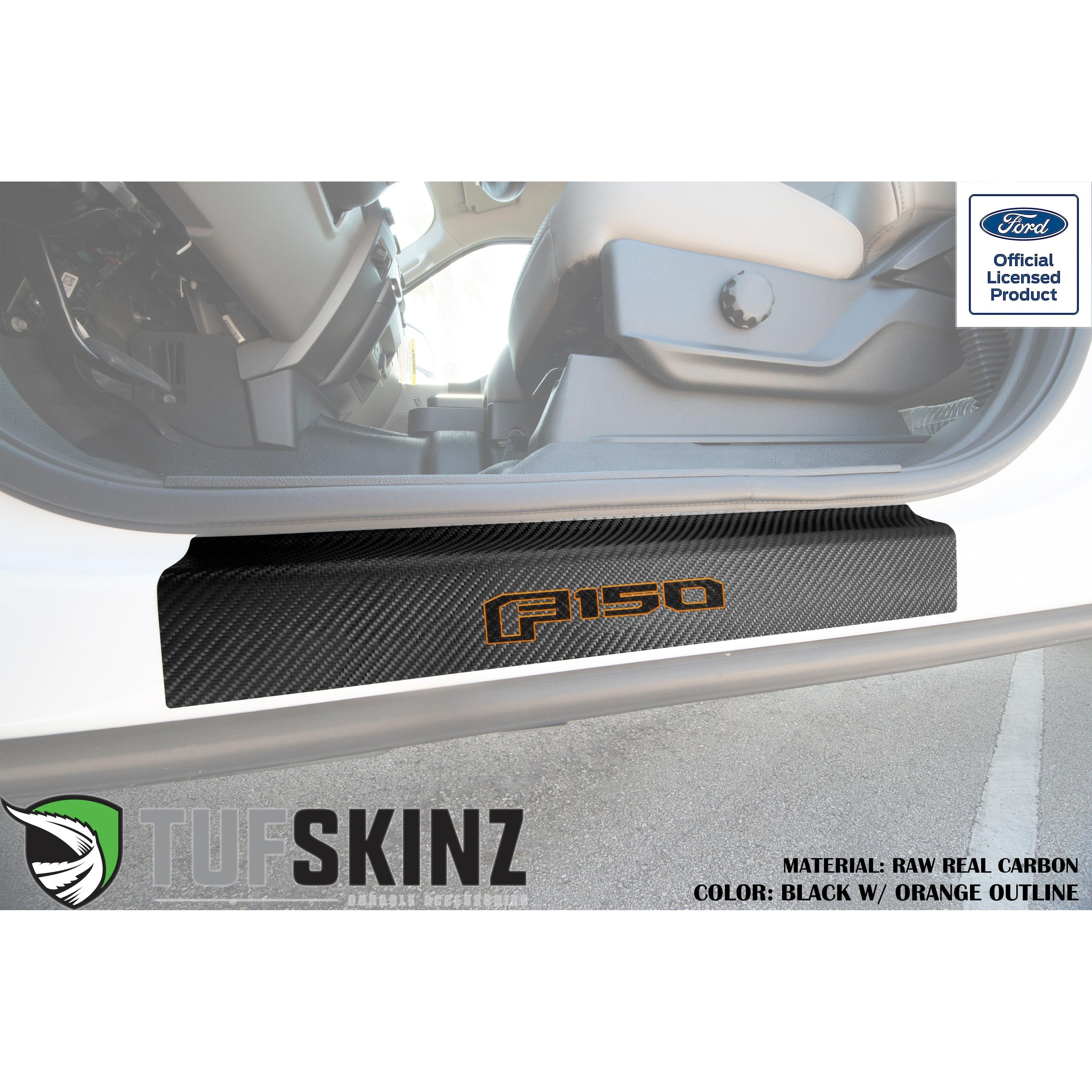 Door Sill Protection Overlays (Real Carbon Fiber) Fits 2015-2020 Ford F-150