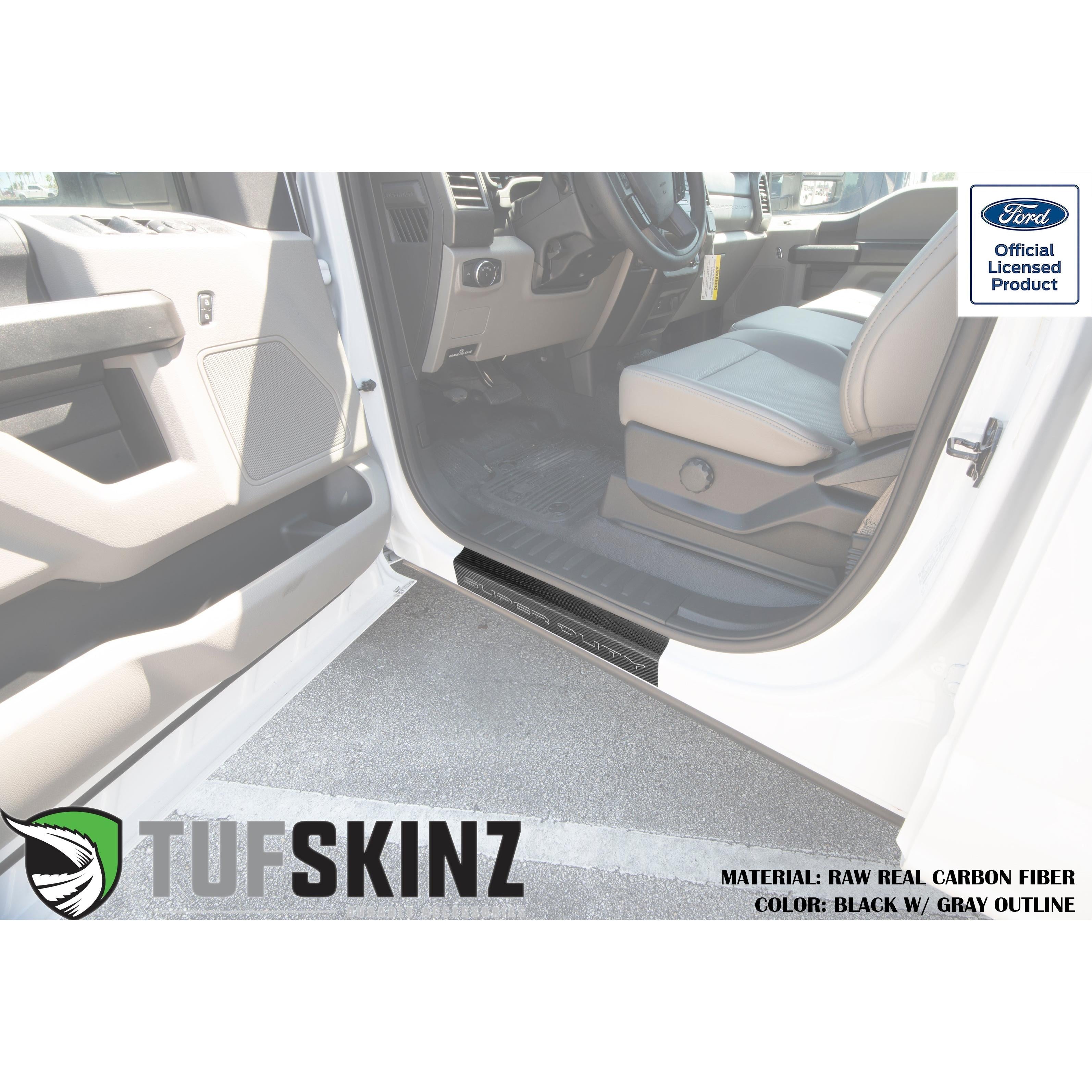 Door Sill Protection Overlays (Real Carbon Fiber) Fits 2017-2020 Ford Super Duty