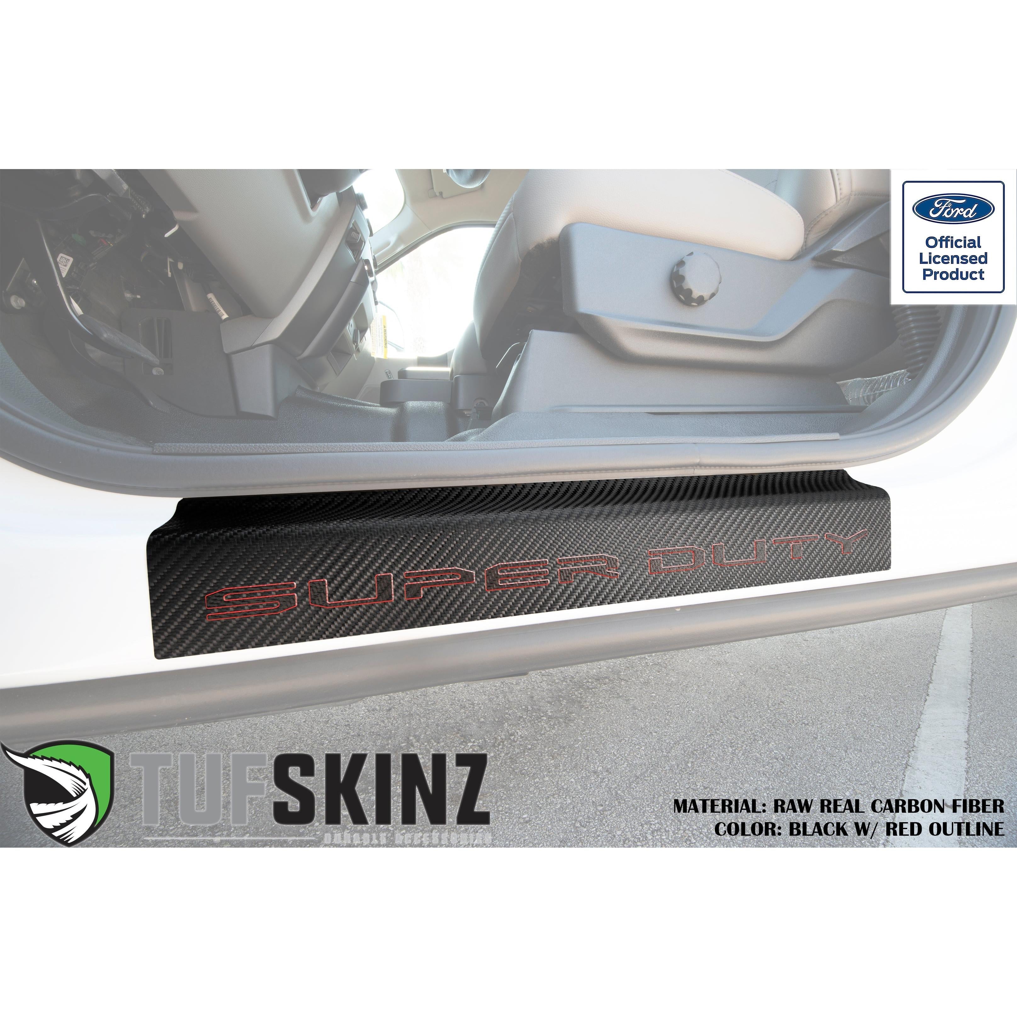 Door Sill Protection Overlays (Real Carbon Fiber) Fits 2017-2020 Ford Super Duty