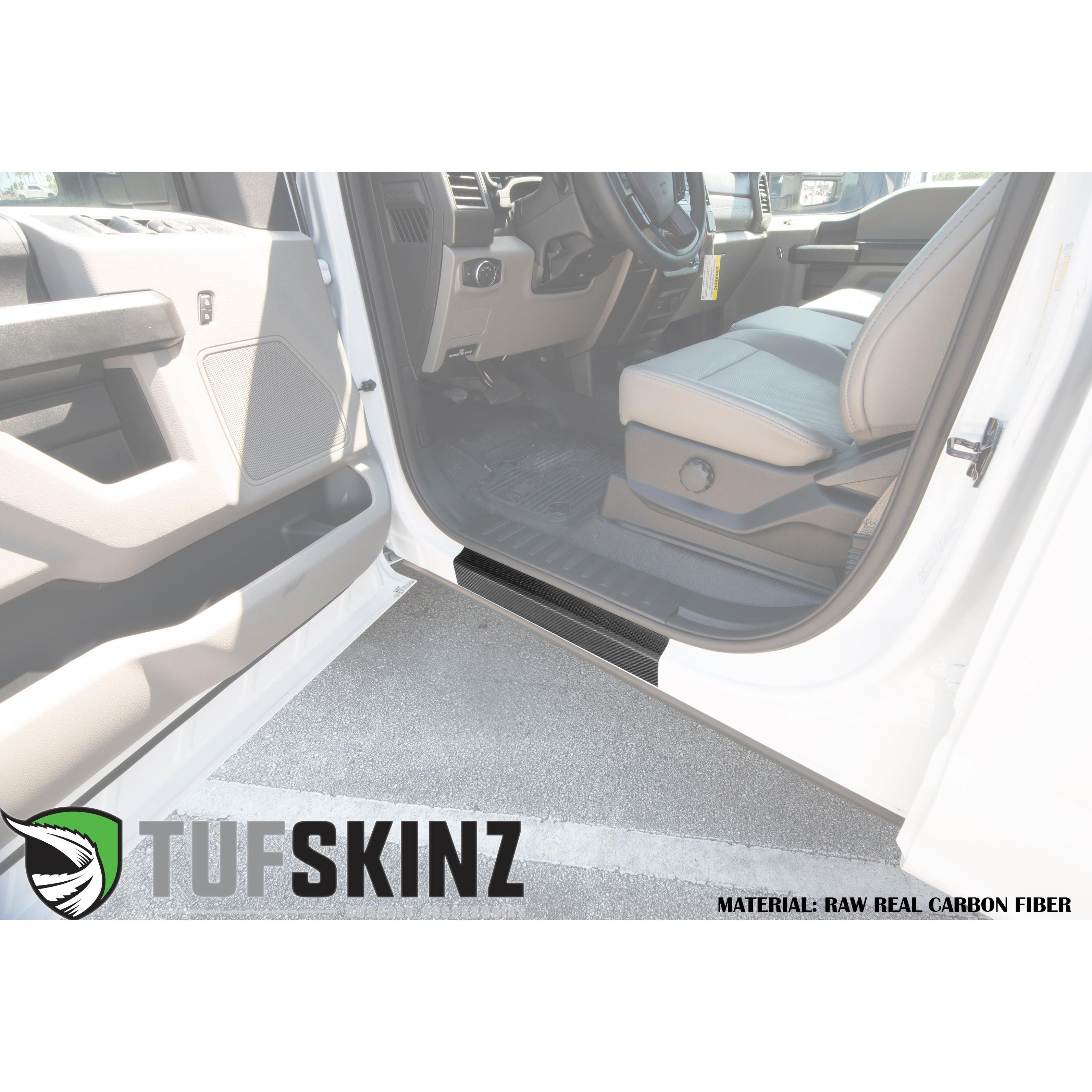 Door Sill Protection Overlays (Real Carbon Fiber) Fits 2017-2020 Ford Super Duty