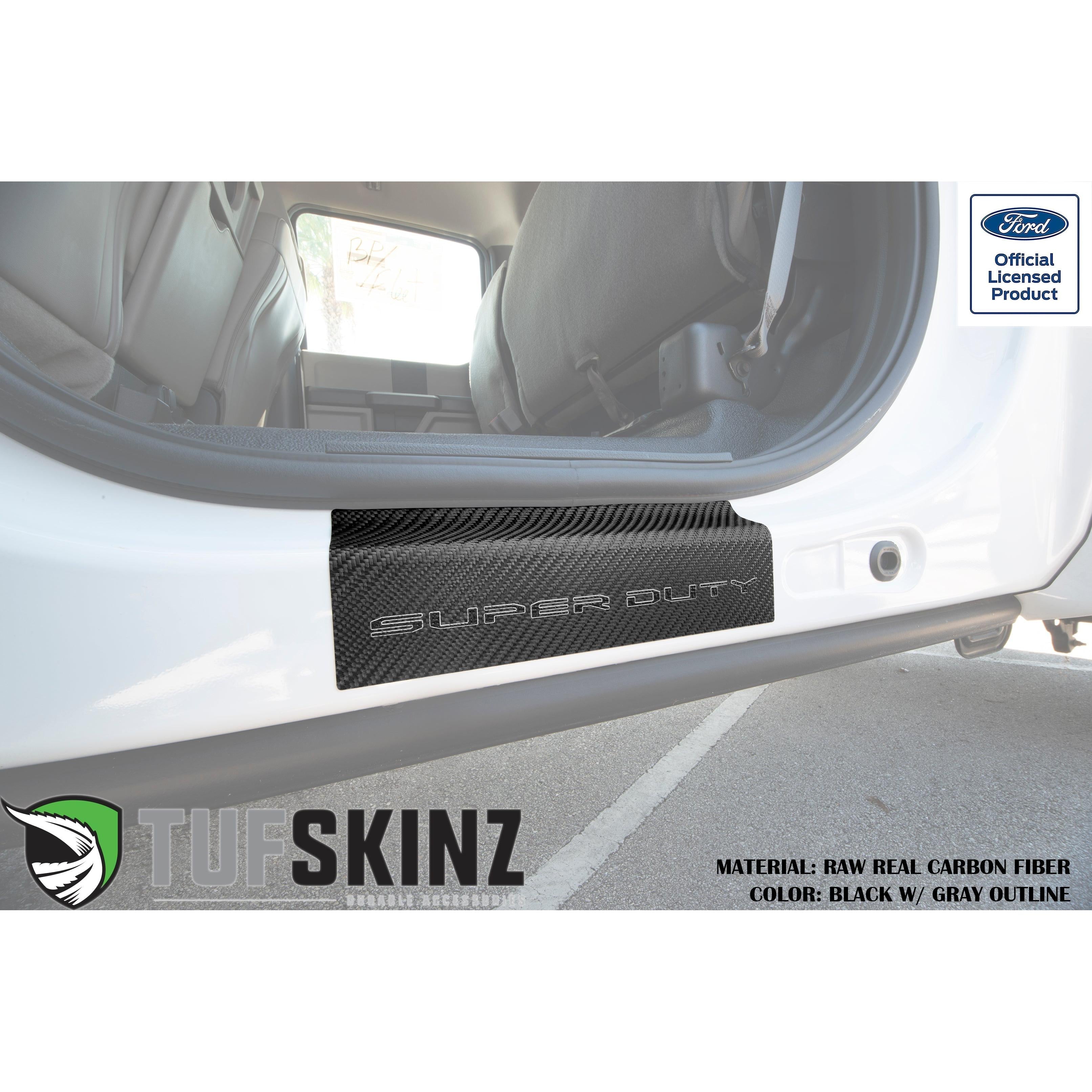 Door Sill Protection Overlays (Real Carbon Fiber) Fits 2017-2020 Ford Super Duty