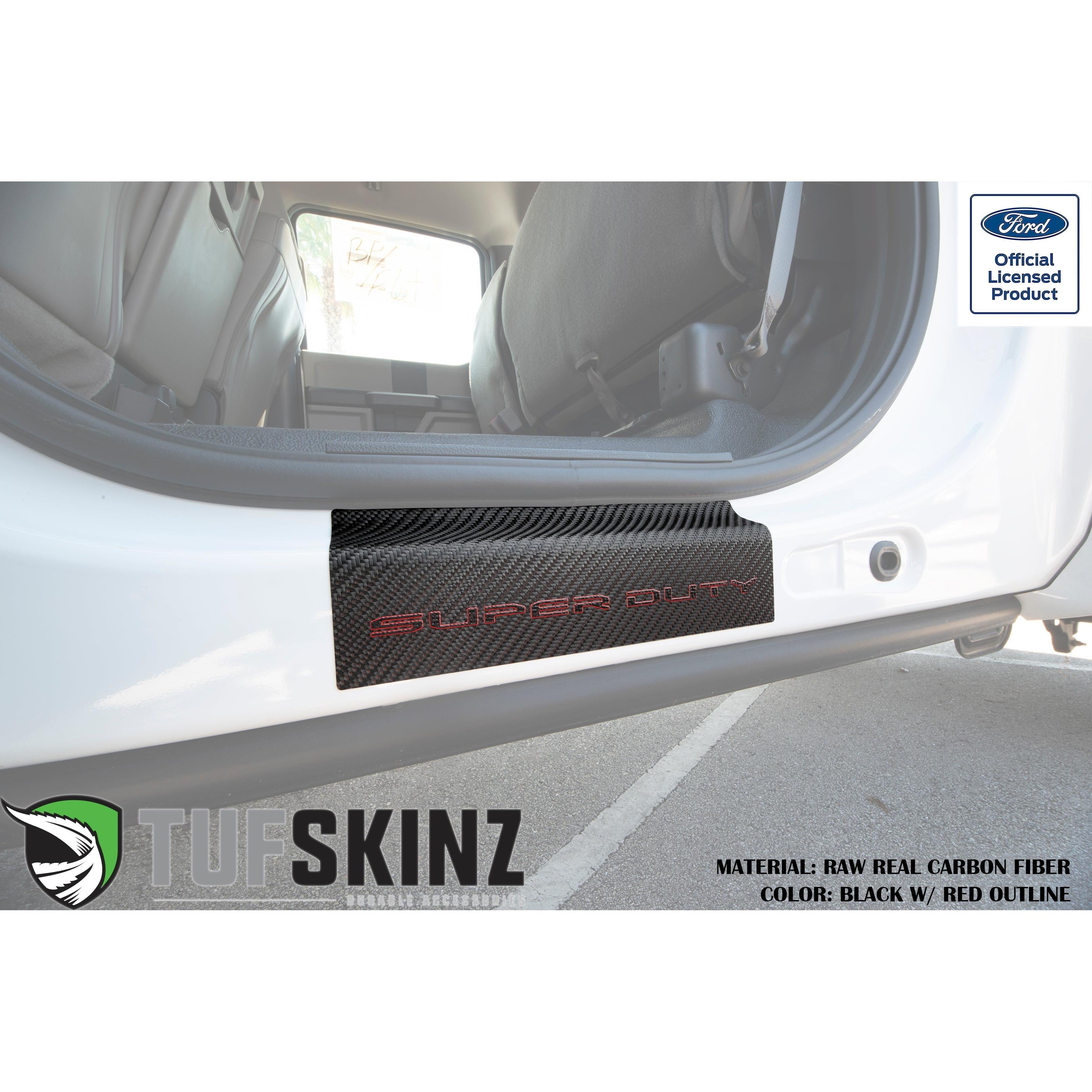 Door Sill Protection Overlays (Real Carbon Fiber) Fits 2017-2020 Ford Super Duty