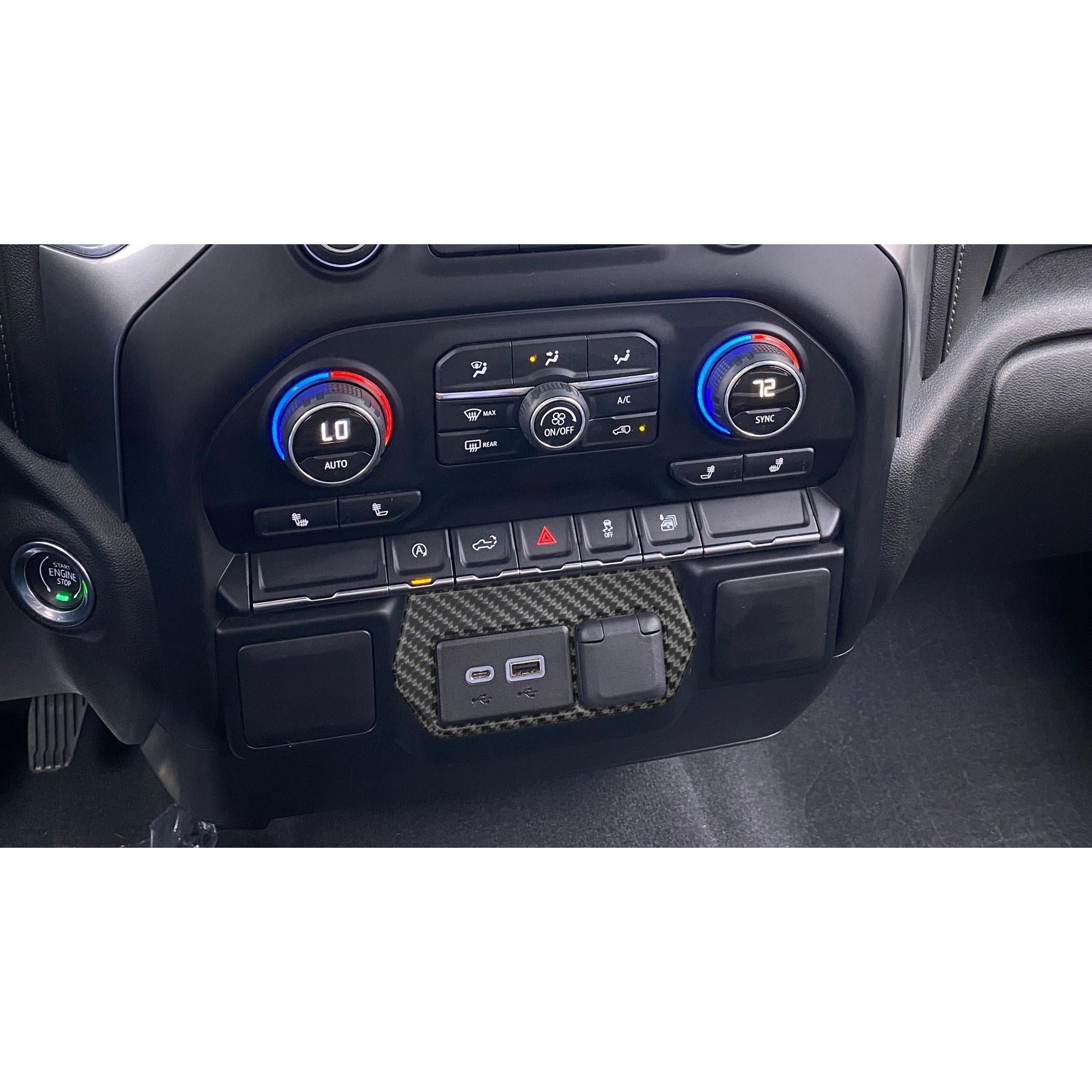 USB Center Dash Accent Overlay Fits 2019-2021 Chevrolet Silverado