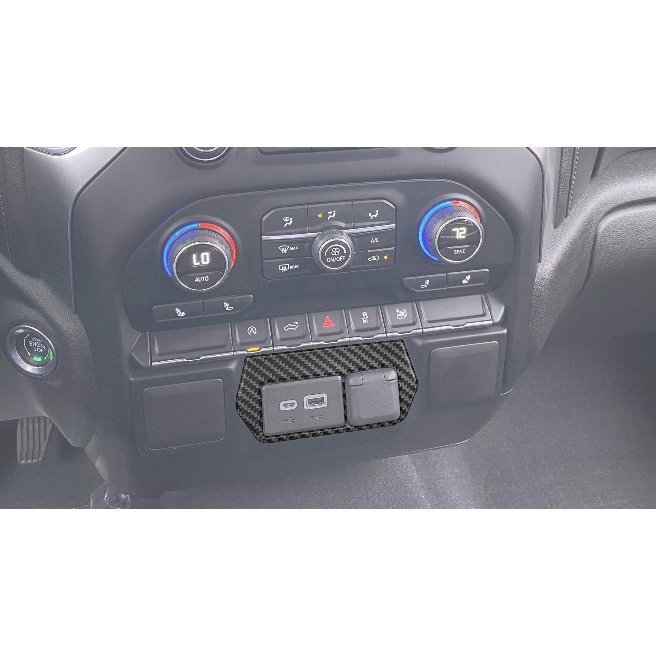 USB Center Dash Accent Overlay Fits 2019-2021 Chevrolet Silverado