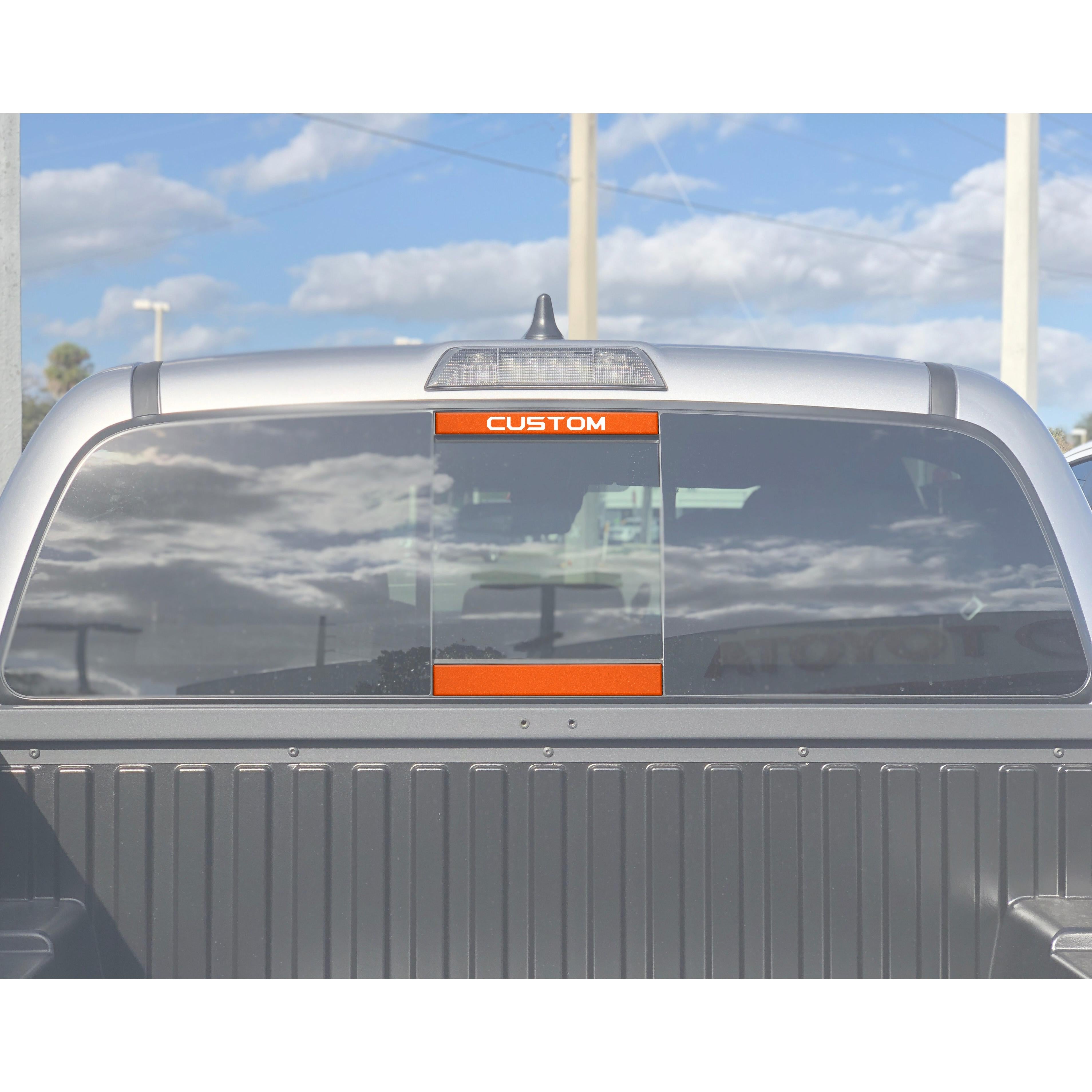 Rear Power Sliding Window Accent Trim Fits 2016-2020 Toyota Tacoma Inferno  w/Custom Text