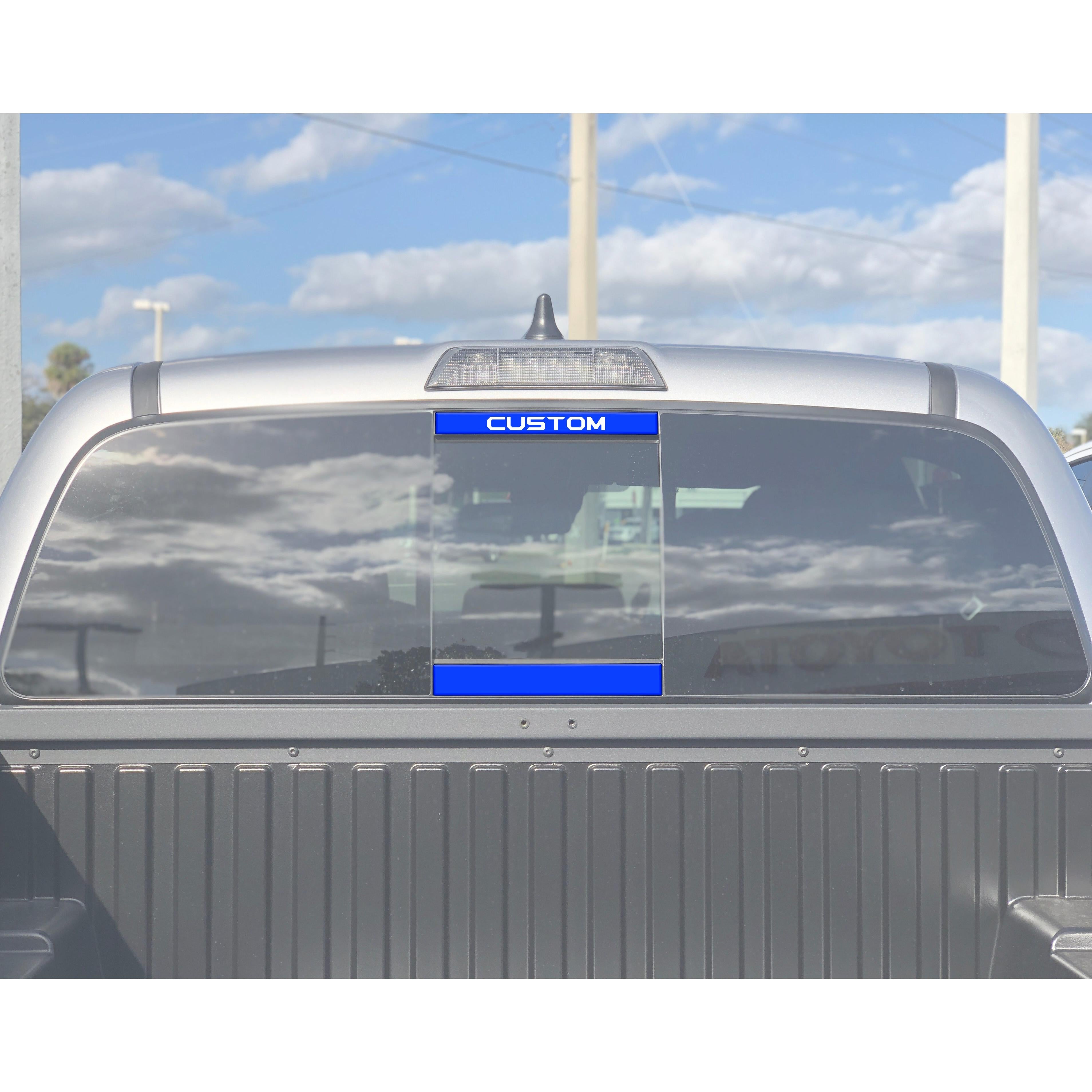 Rear Power Sliding Window Accent Trim Fits 2016-2020 Toyota Tacoma *OE Color - Voodoo Blue w/Custom Text