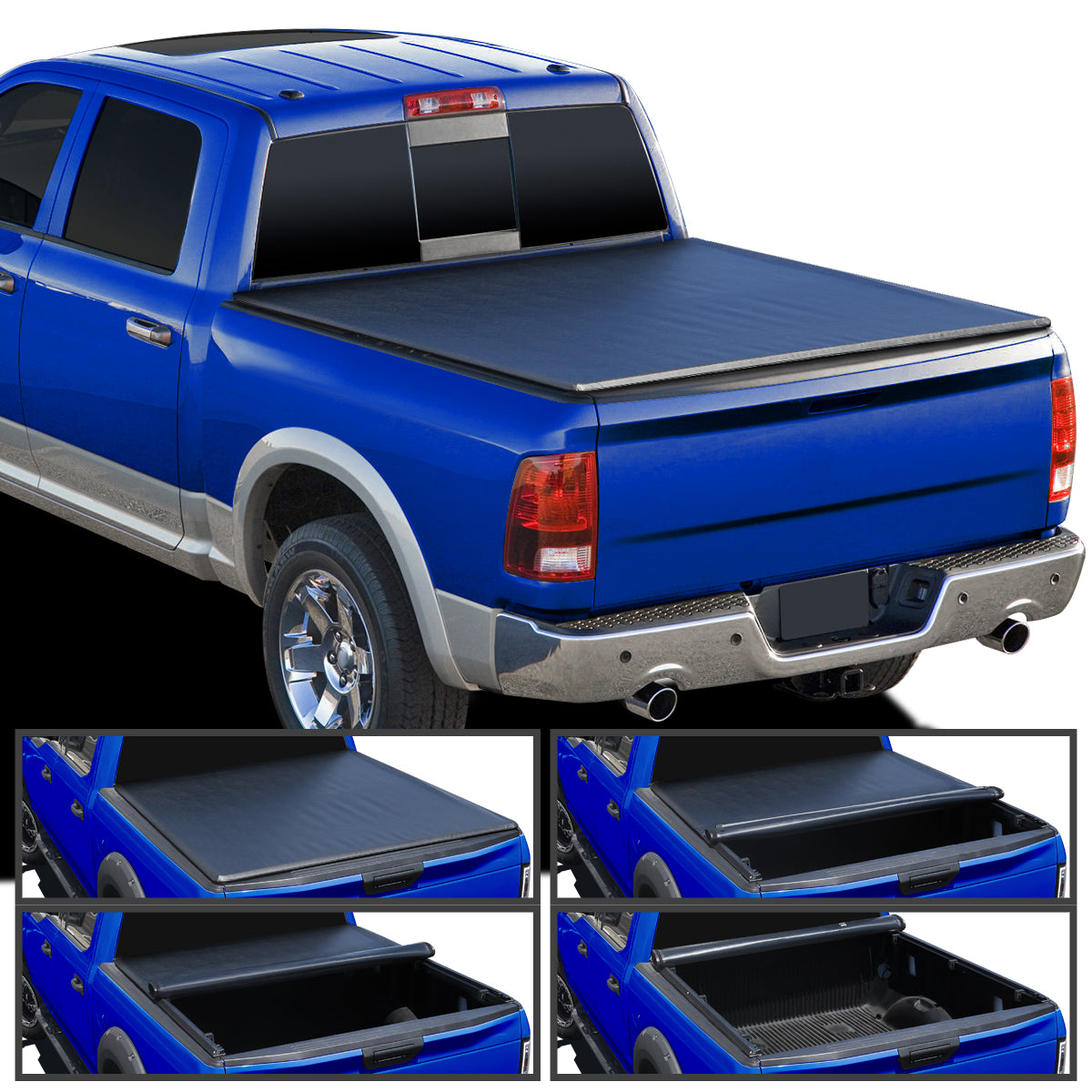 2009-2024 Dodge RAM 1500/2500/3500 5'8" Short Bed Roll Up Vinyl Tonneau Cover