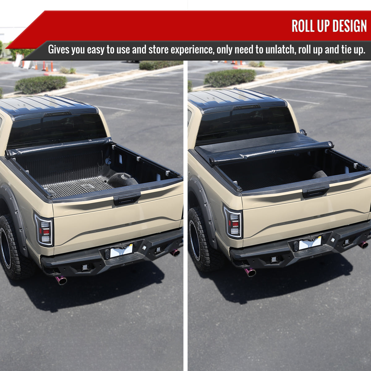 2019-2022 Ford Ranger 6FT Standard Bed Soft Roll Up Tonneau Cover