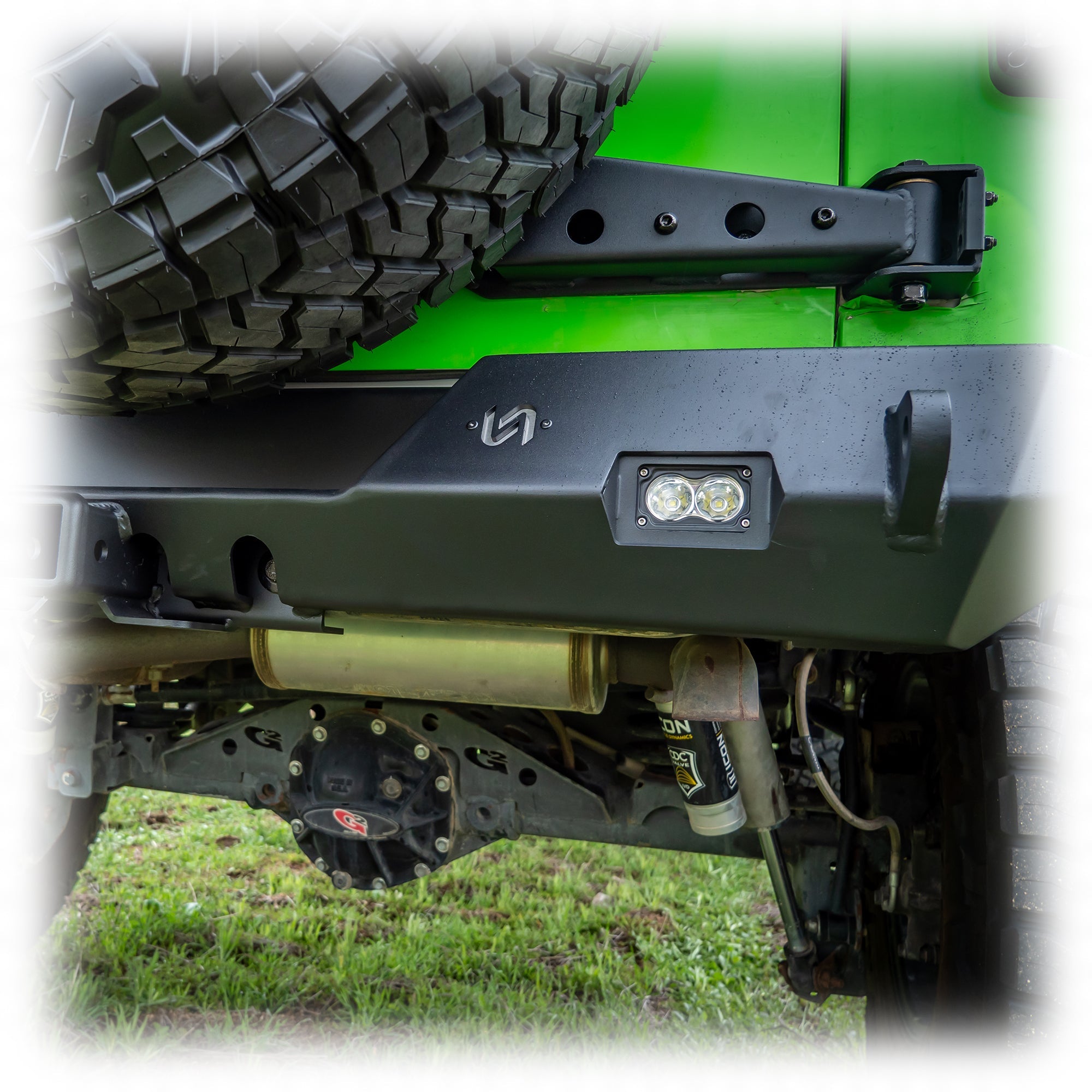 Jeep Wrangler JK Rear Bumper with LED Pod Lights & Hitch Receiver | 2007–2018