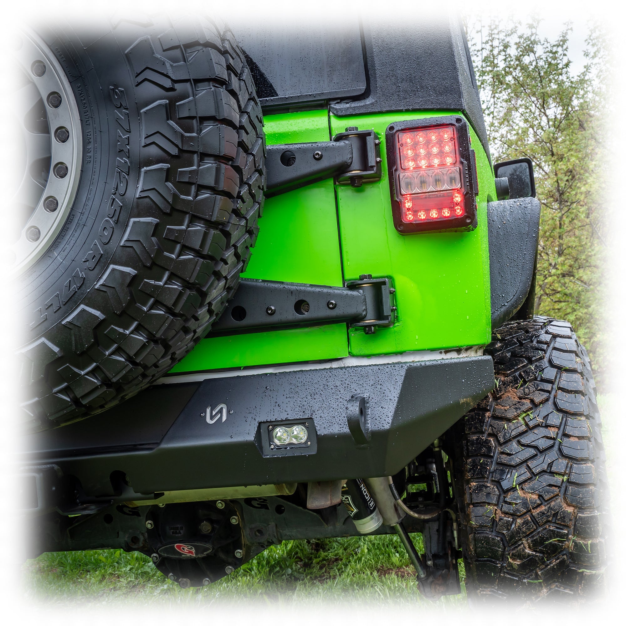Jeep Wrangler JK Rear Bumper with LED Pod Lights & Hitch Receiver | 2007–2018