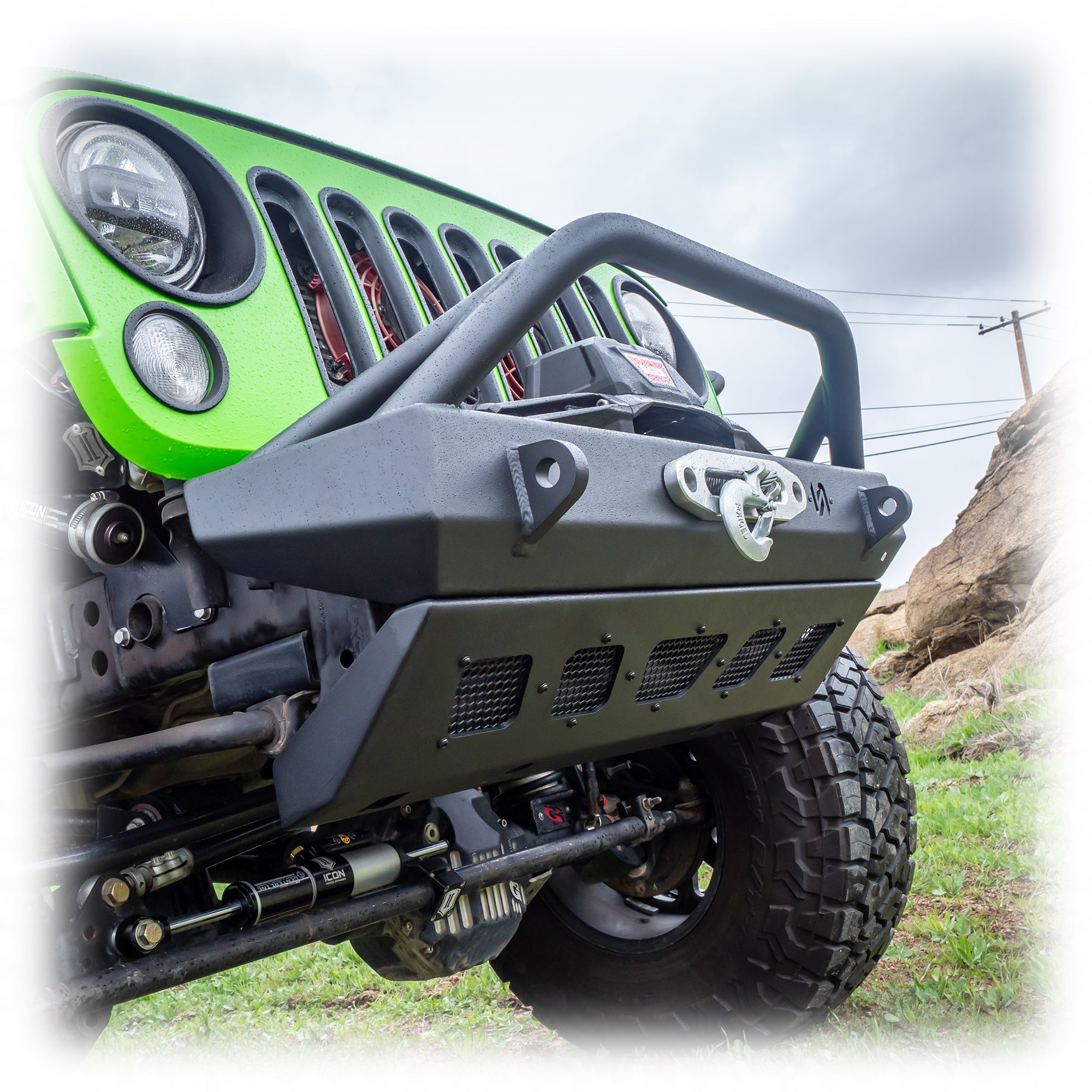 Jeep Wrangler JK/JL/JT Front Bumper with Welded Bull Bar & Skid Plate | 2007–2026