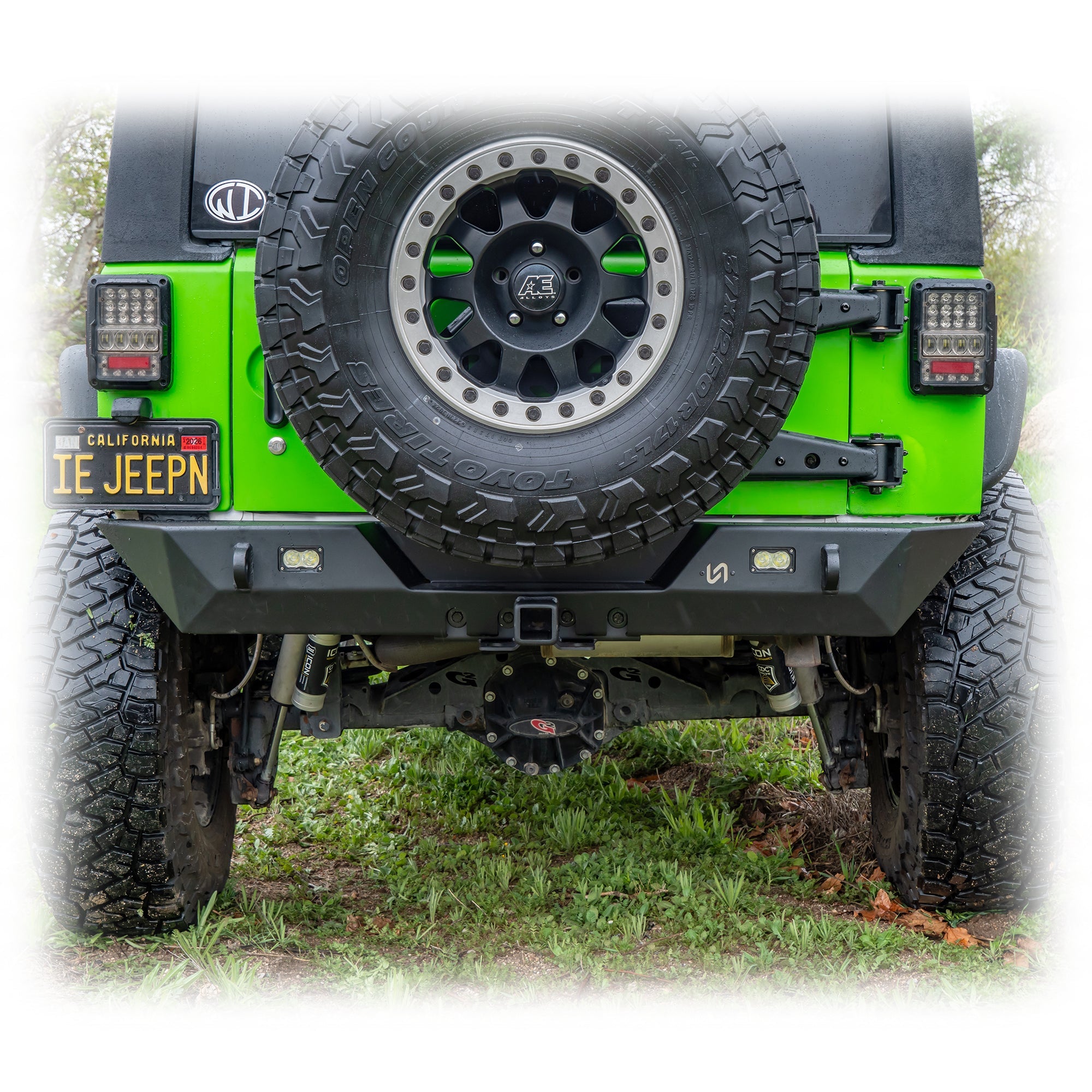 Jeep Wrangler JK Rear Bumper with LED Pod Lights & Hitch Receiver | 2007–2018