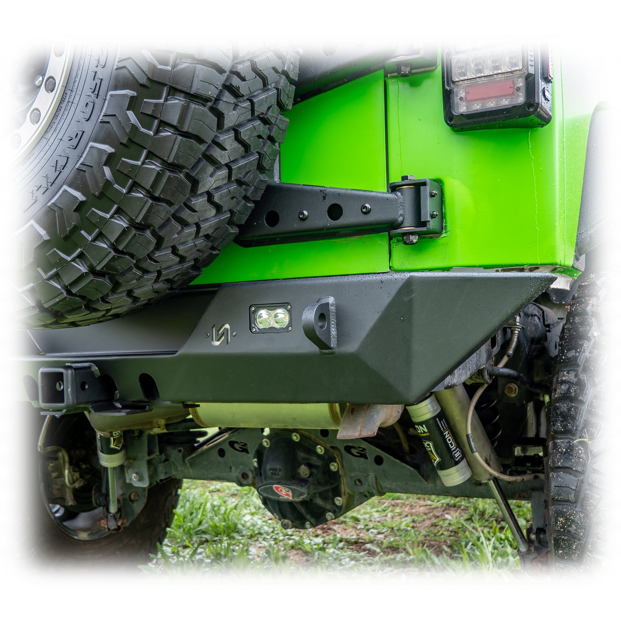 Jeep Wrangler JK Rear Bumper with LED Pod Lights & Hitch Receiver | 2007–2018