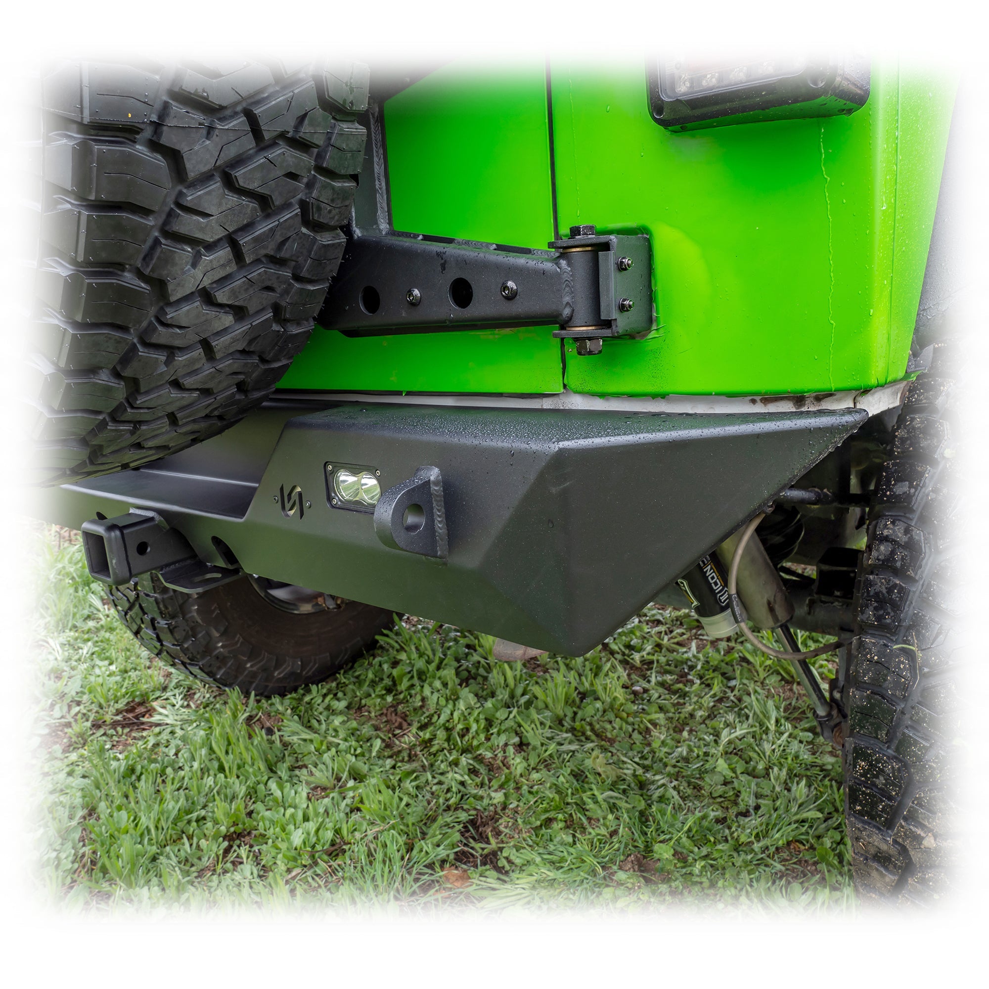 Jeep Wrangler JK Rear Bumper with LED Pod Lights & Hitch Receiver | 2007–2018