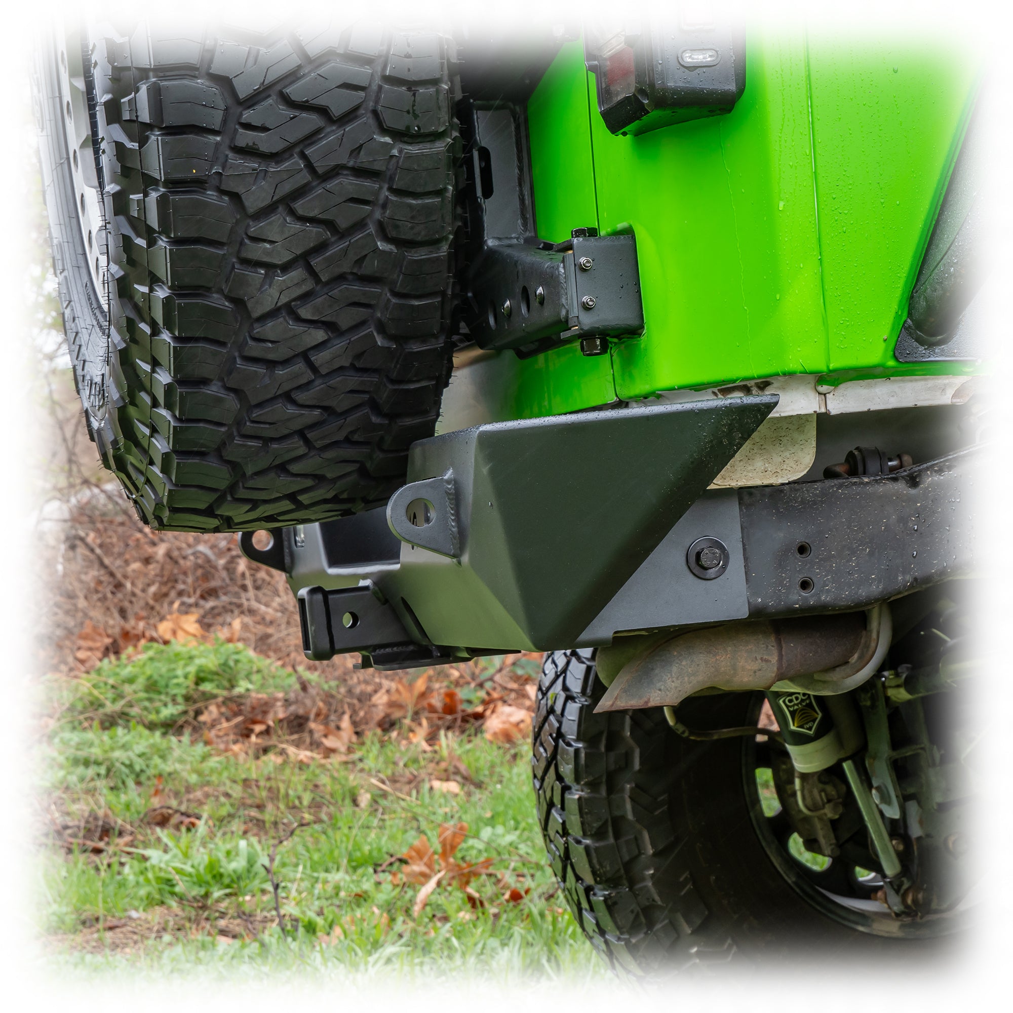Jeep Wrangler JK Rear Bumper with LED Pod Lights & Hitch Receiver | 2007–2018