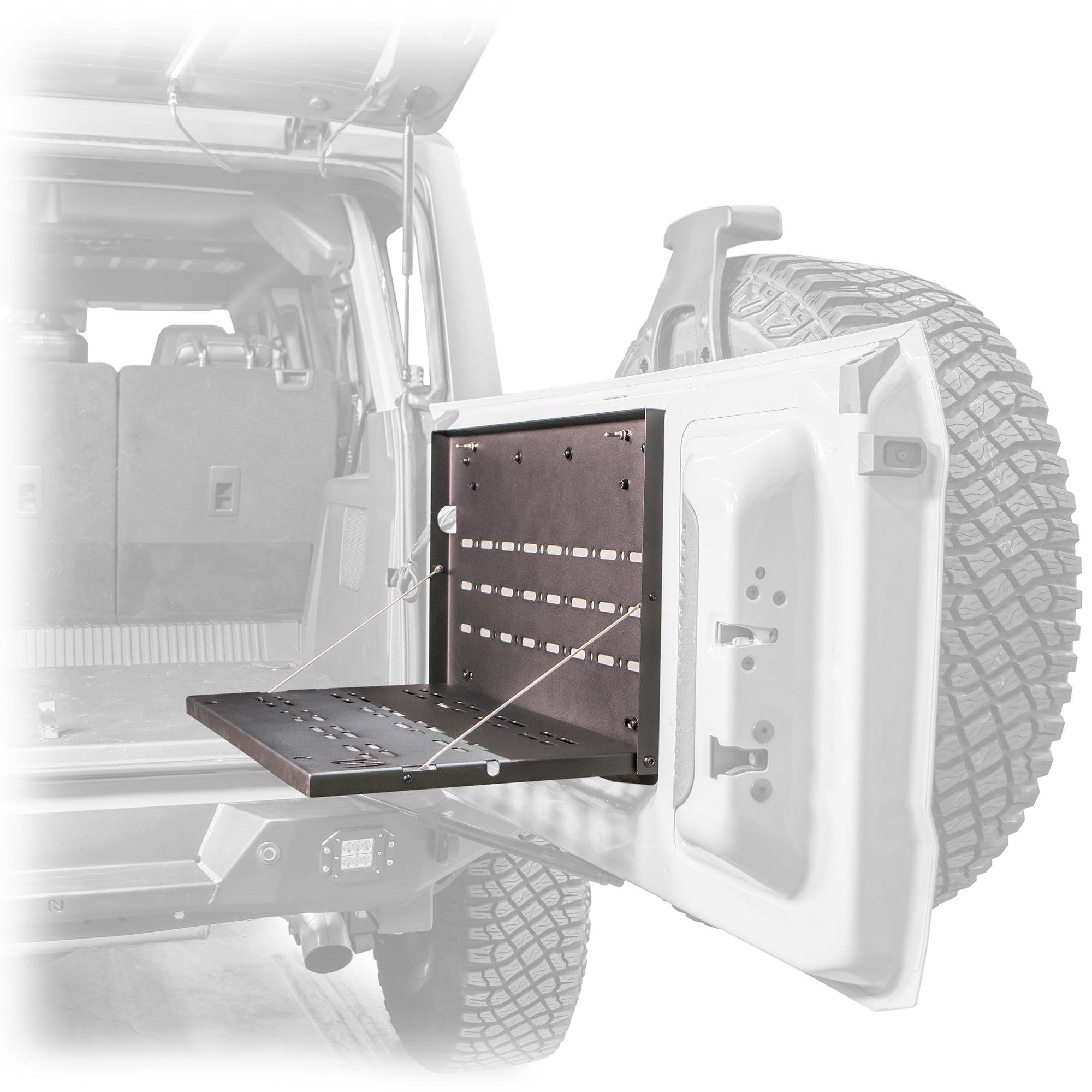 2021+ Ford Bronco Fold-Out Tailgate Table - Rear Cargo Drop Down Utility Shelf
