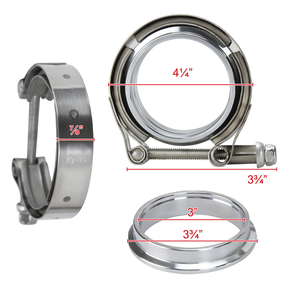 Universal 3.0" Mild Steel V-Band Clamp Assembly