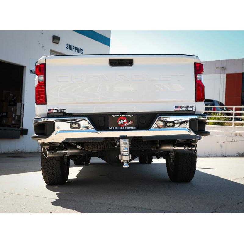 aFe Large Bore-HD 4in 409SS DPF-Back Exhaust System w/Polished Tips 20 GM Diesel Trucks V8-6.6L-SR1 Performance