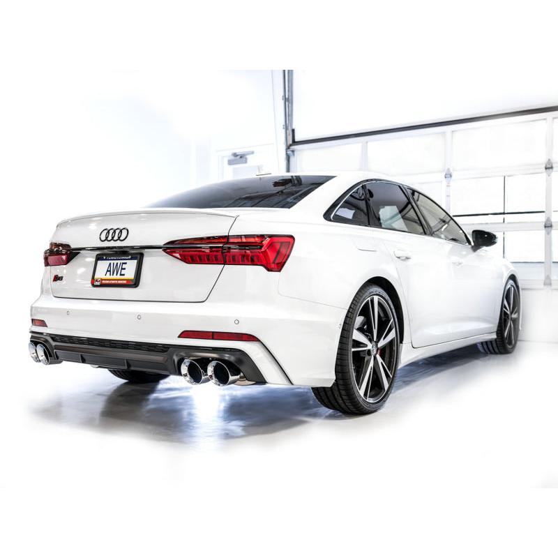 AWE Tuning 19-23 Audi C8 S6/S7 2.9T V6 AWD Track Edition Exhaust - Chrome Silver Tips