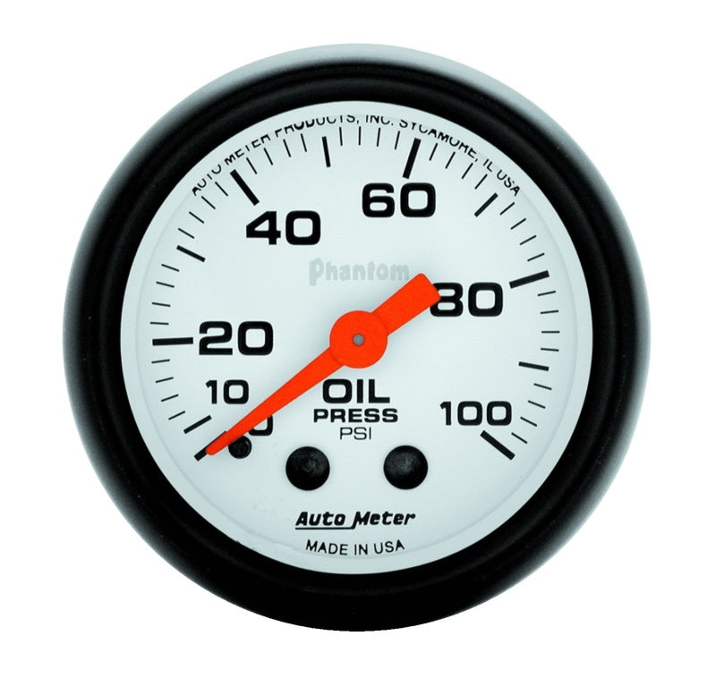 Autometer Phantom 52mm 0-100 PSI Mechanical Oil Pressure Gauge-SR1 Performance