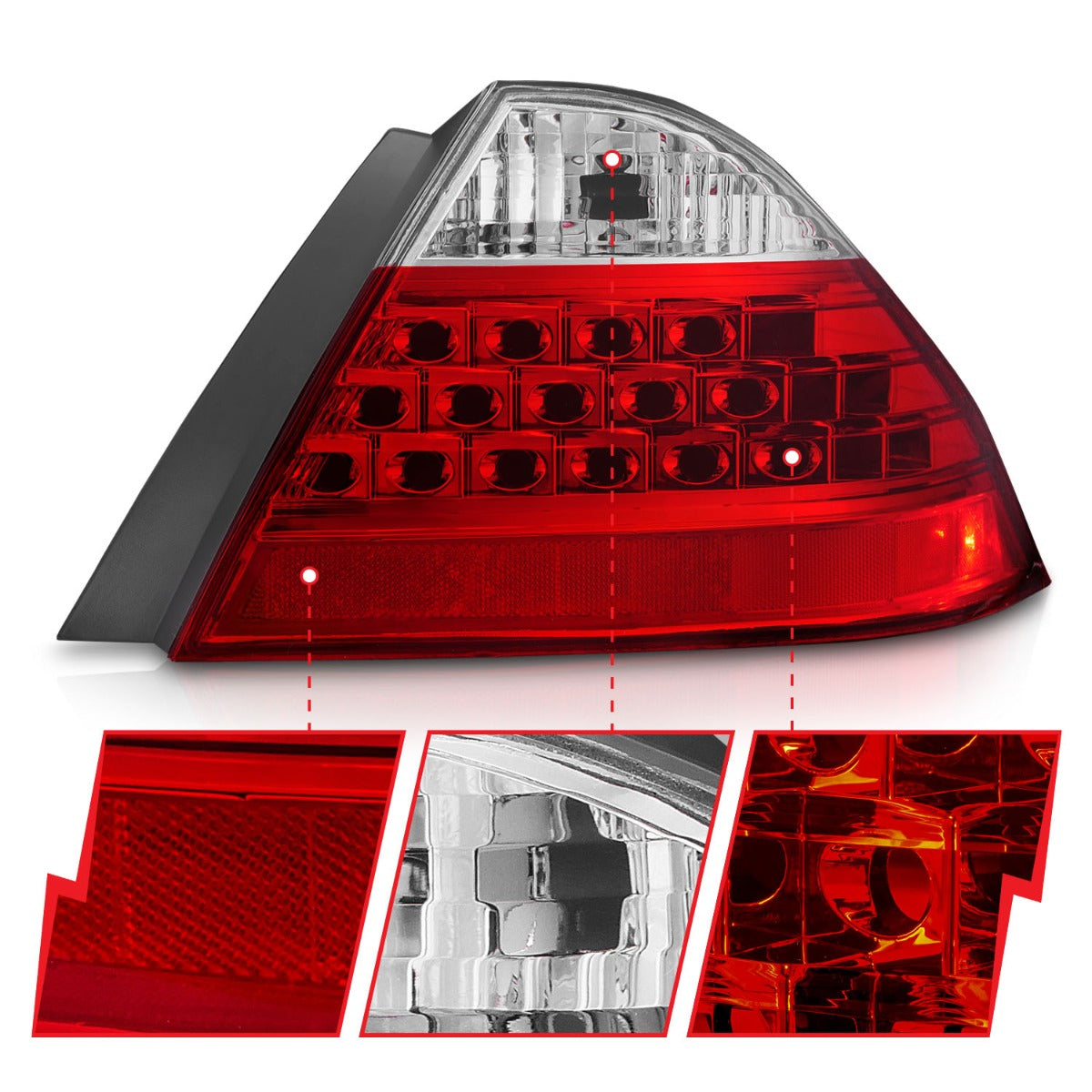 HONDA ACCORD 06-07 4DR TAIL LIGHTS RED/CLEAR