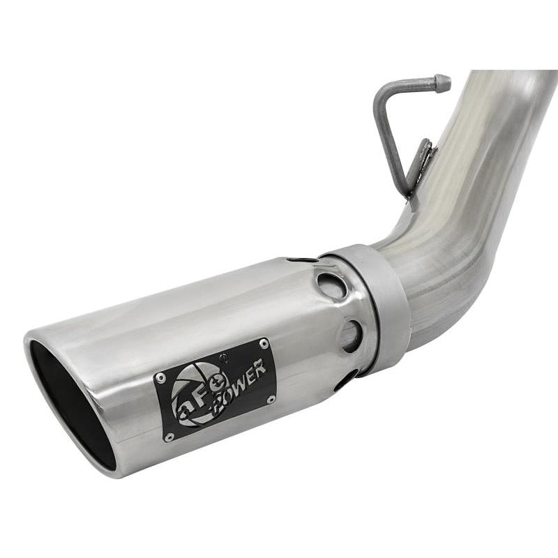 aFe ATLAS 4in DPF-Back Alum Steel Exhaust System w/Dual Exit Polished Tip 2017 GM Duramax 6.6L (td)