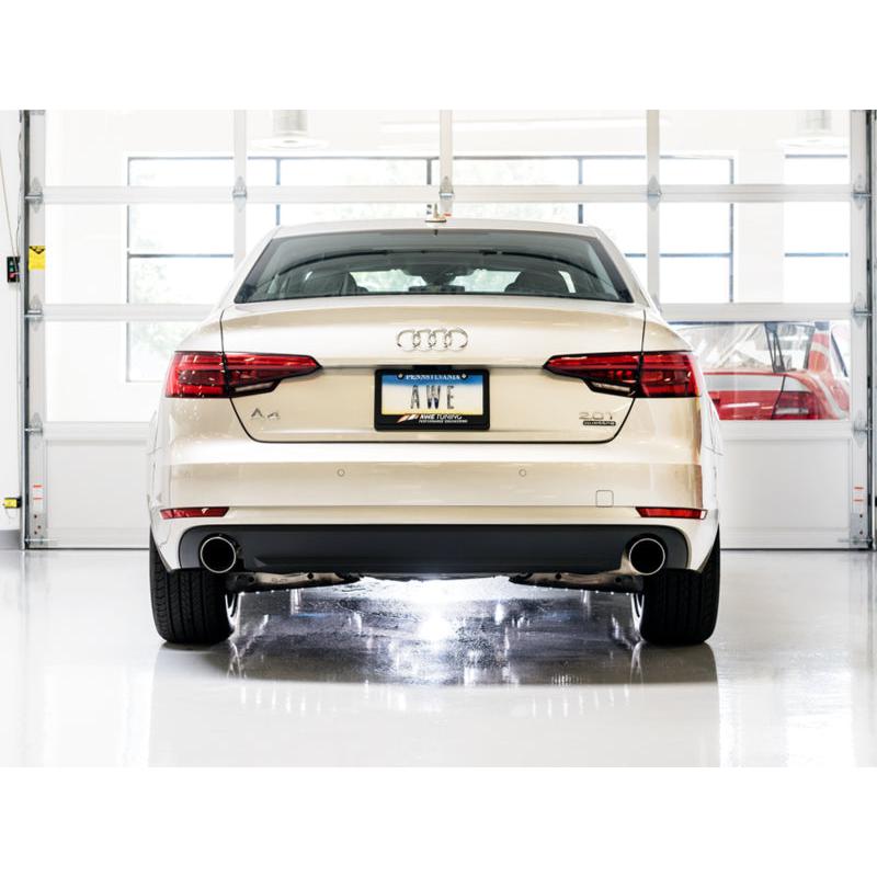 AWE Tuning Audi B9 A4 SwitchPath Exhaust Dual Outlet - Chrome Silver Tips (Includes DP and Remote)