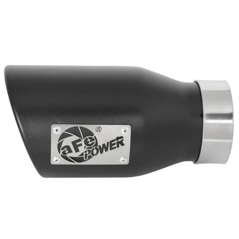 aFe MACH Force-Xp 409 SS Exhaust Tip Black (Left Side) 3in In x 4-1/2in Out x 9in L Clamp-On-SR1 Performance